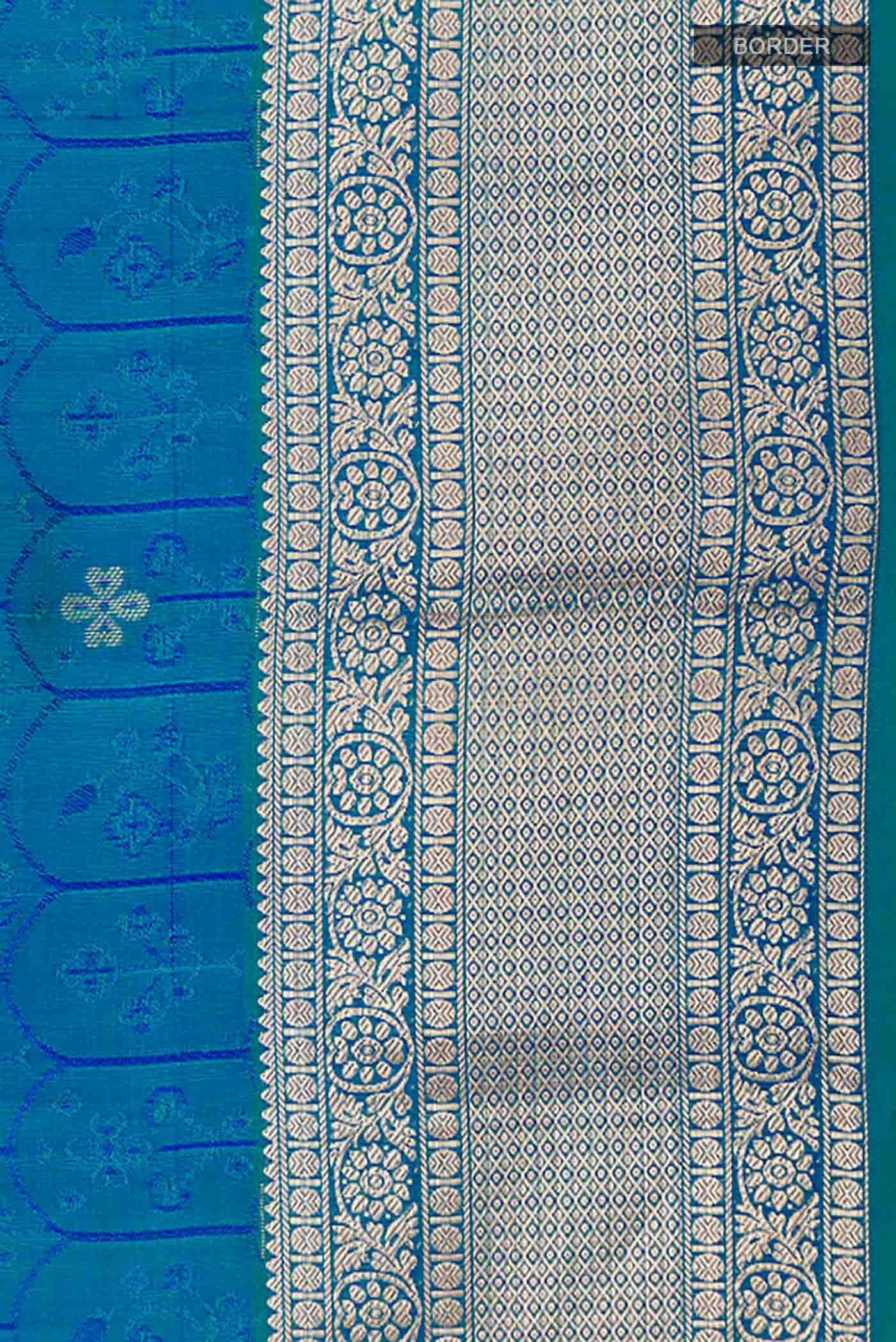 Peacock Blue Dual Tone Kanchipuram Silk Saree