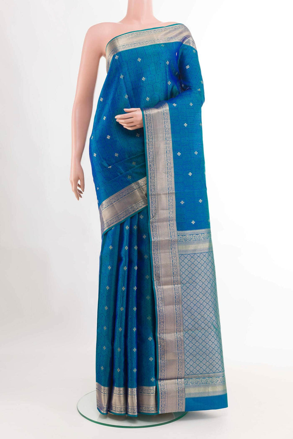 Peacock Blue Dual Tone Kanchipuram Silk Saree