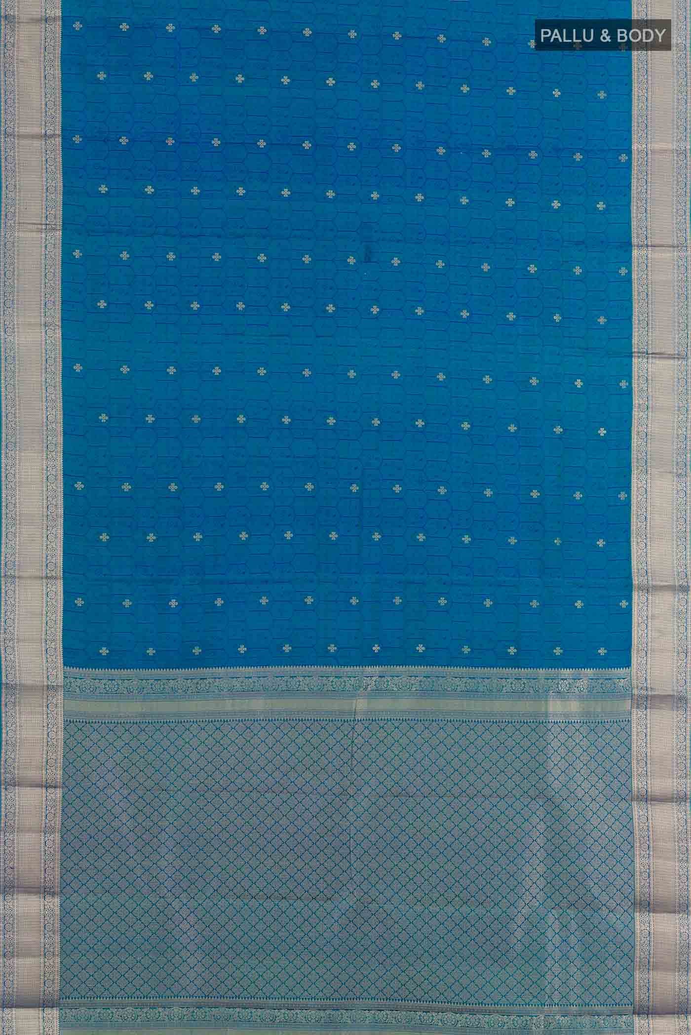 Peacock Blue Dual Tone Kanchipuram Silk Saree