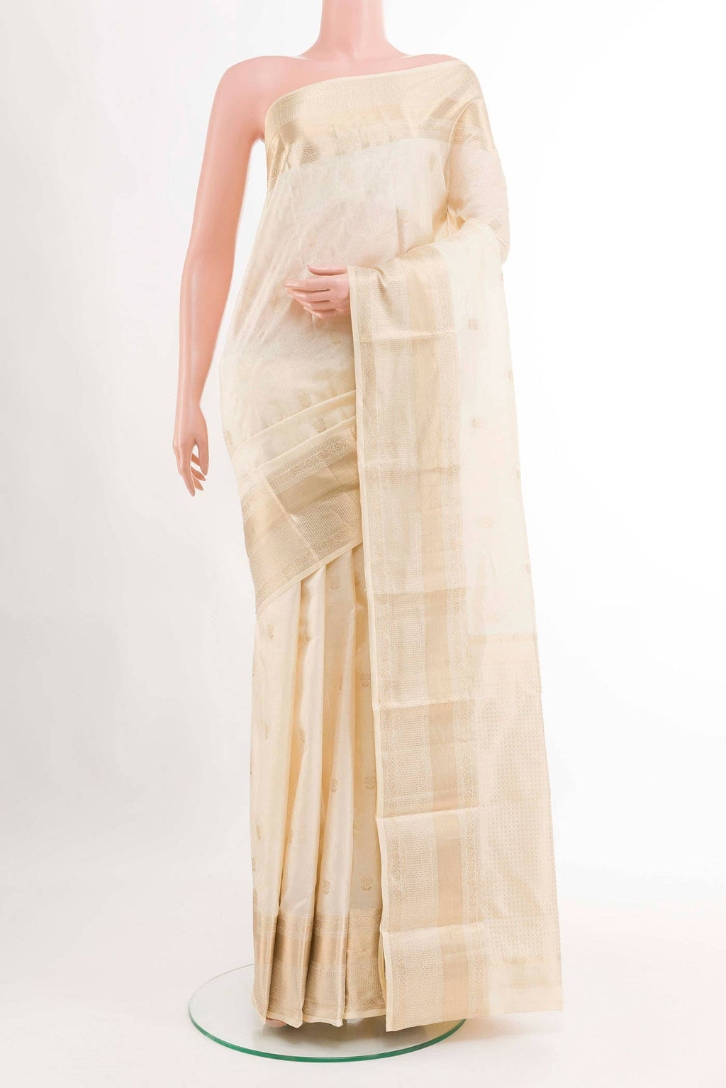 Pearl White Kanchipuram Silk Saree