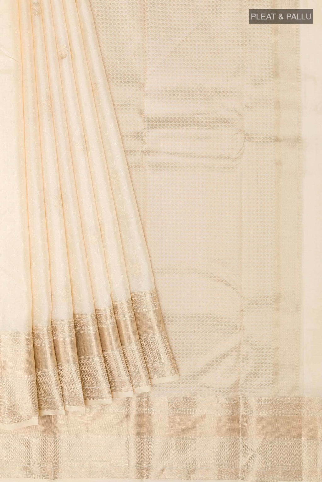 Pearl White Kanchipuram Silk Saree