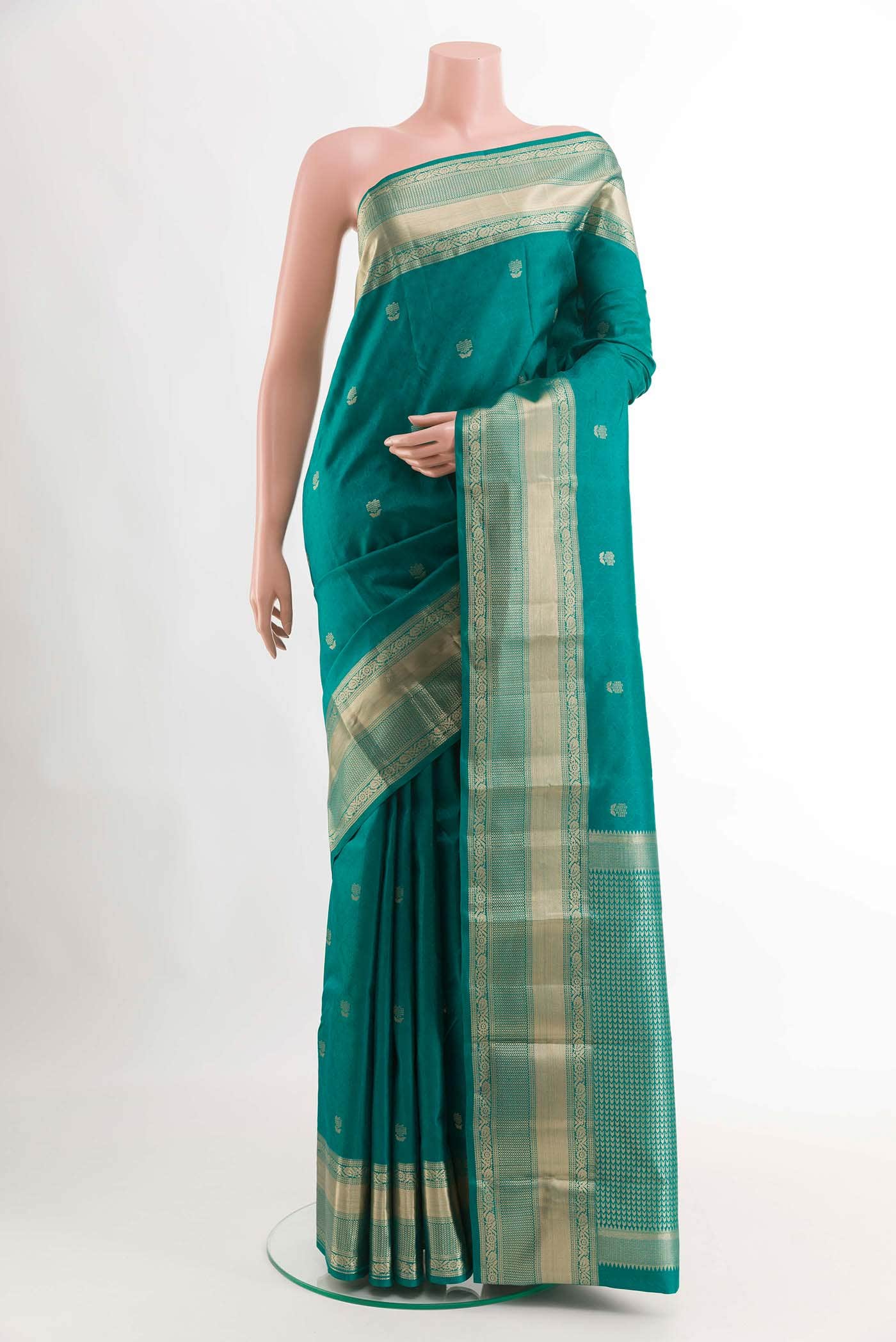 Peacock Blue Kanchipuram Silk Saree