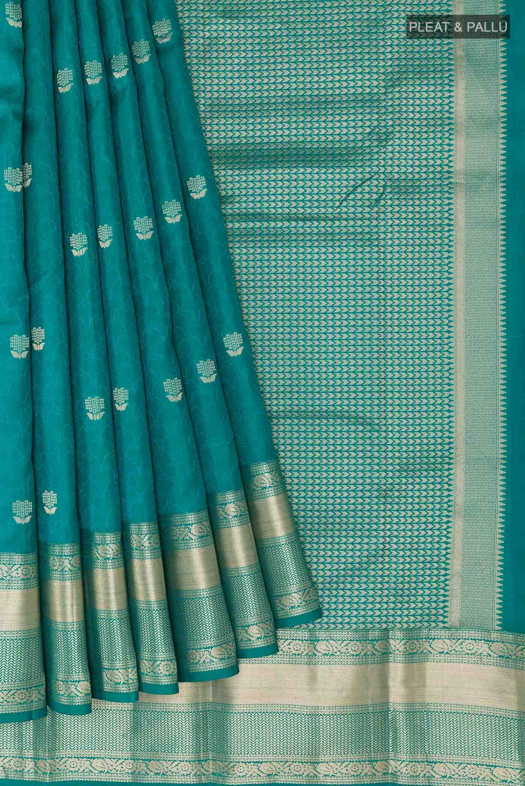 Peacock Blue Kanchipuram Silk Saree