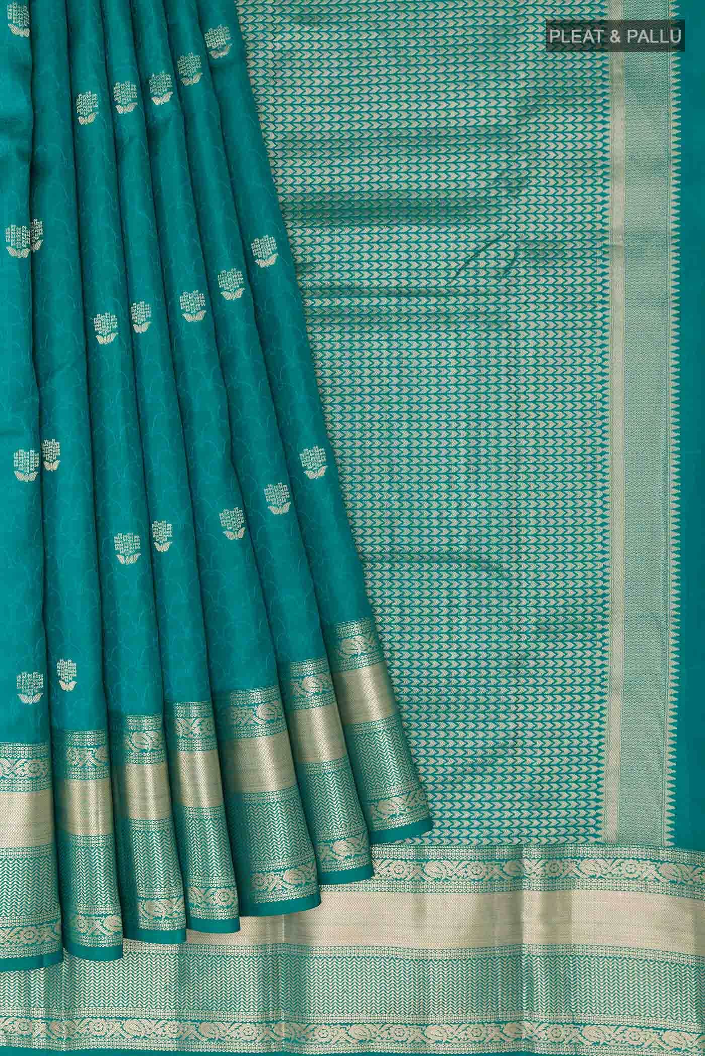 Peacock Blue Kanchipuram Silk Saree