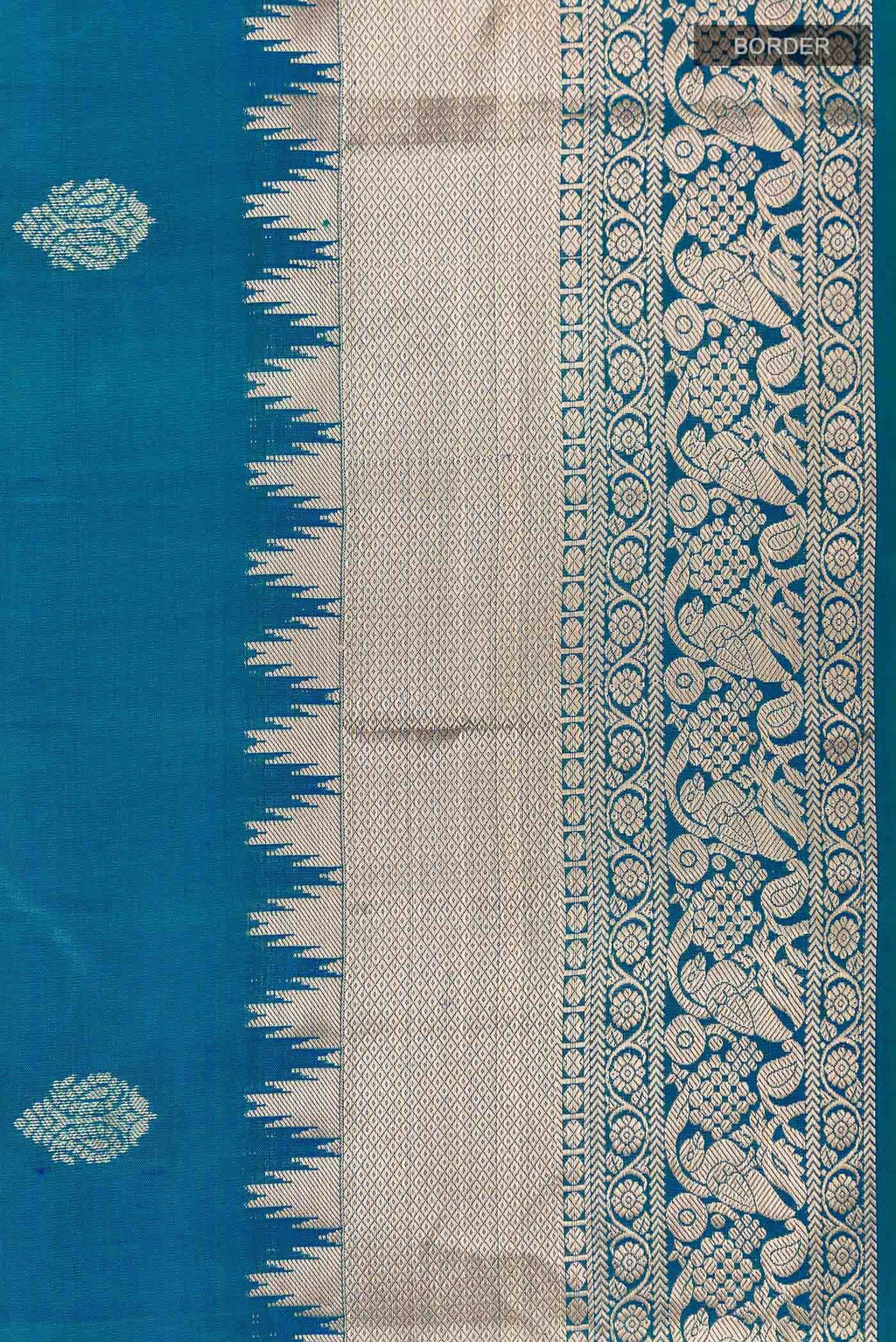 Peacock Blue Kanchipuram Silk Saree