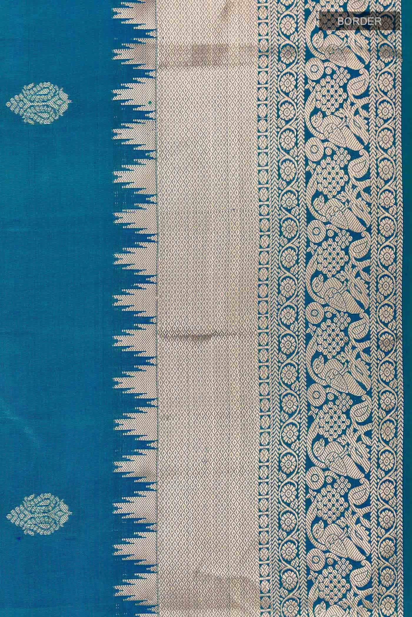 Peacock Blue Kanchipuram Silk Saree