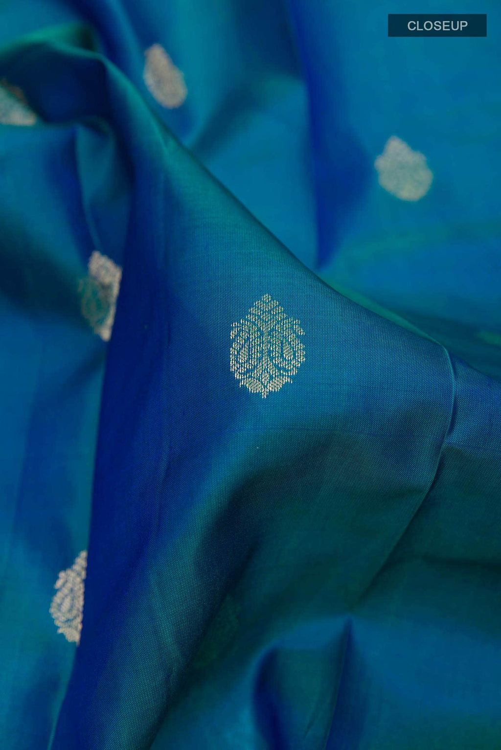 Peacock Blue Kanchipuram Silk Saree