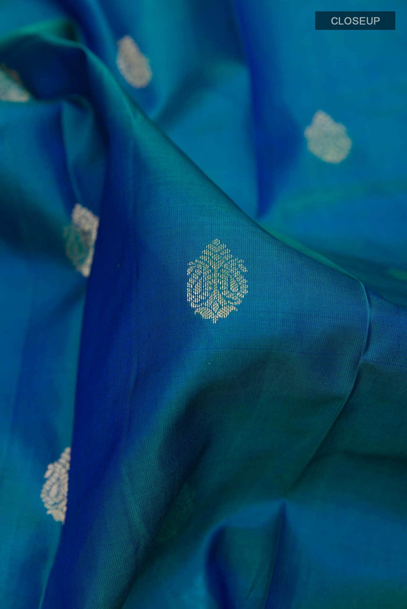 Peacock Blue Kanchipuram Silk Saree