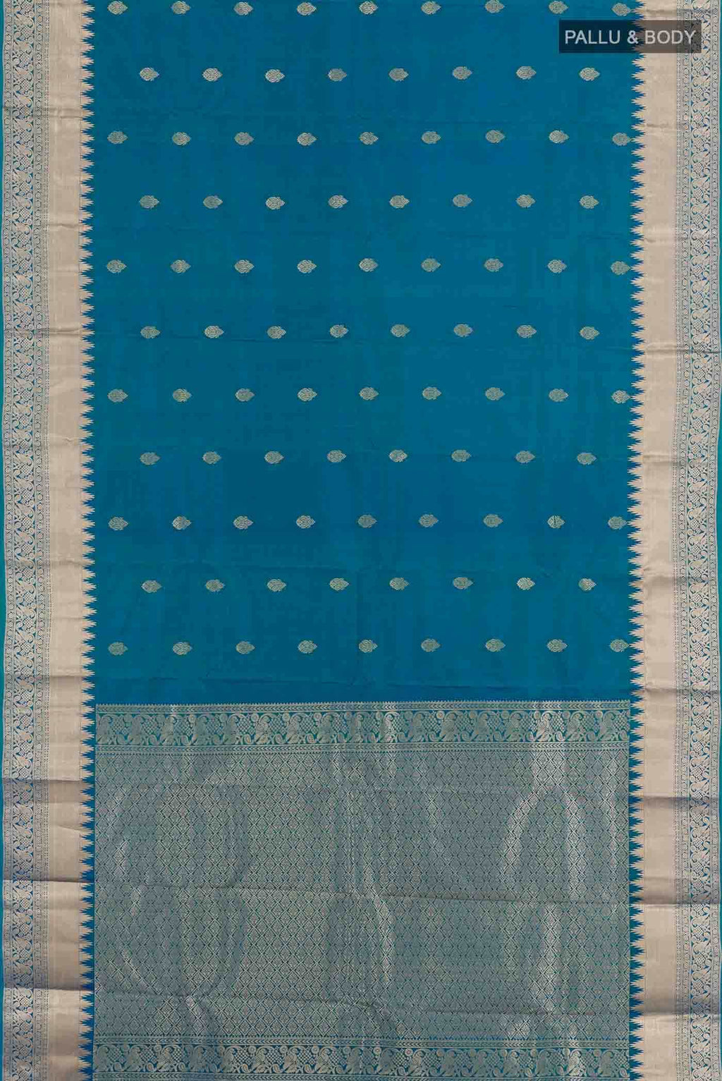 Peacock Blue Kanchipuram Silk Saree