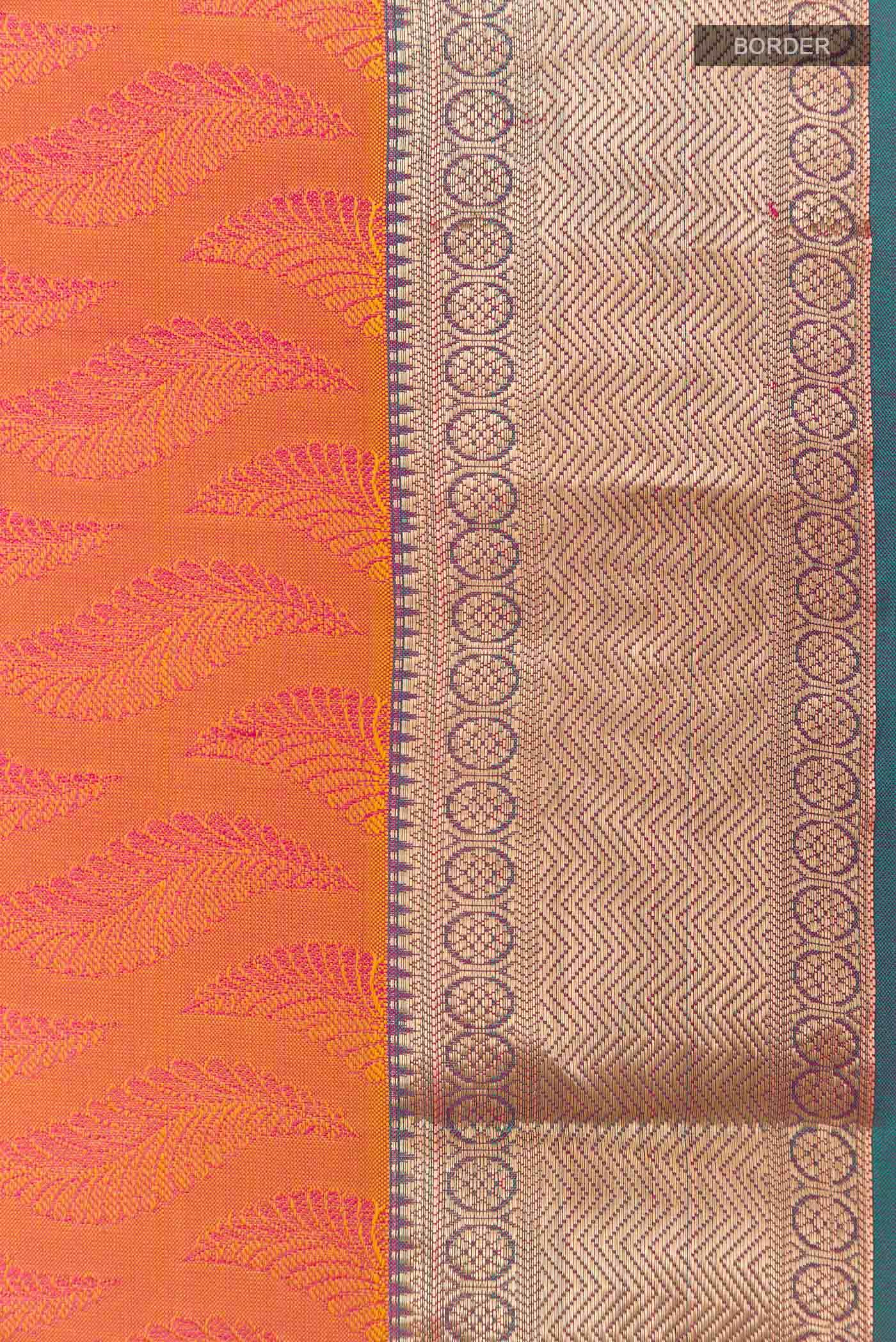 Orange Dual Tone Kanchipuram Silk Saree