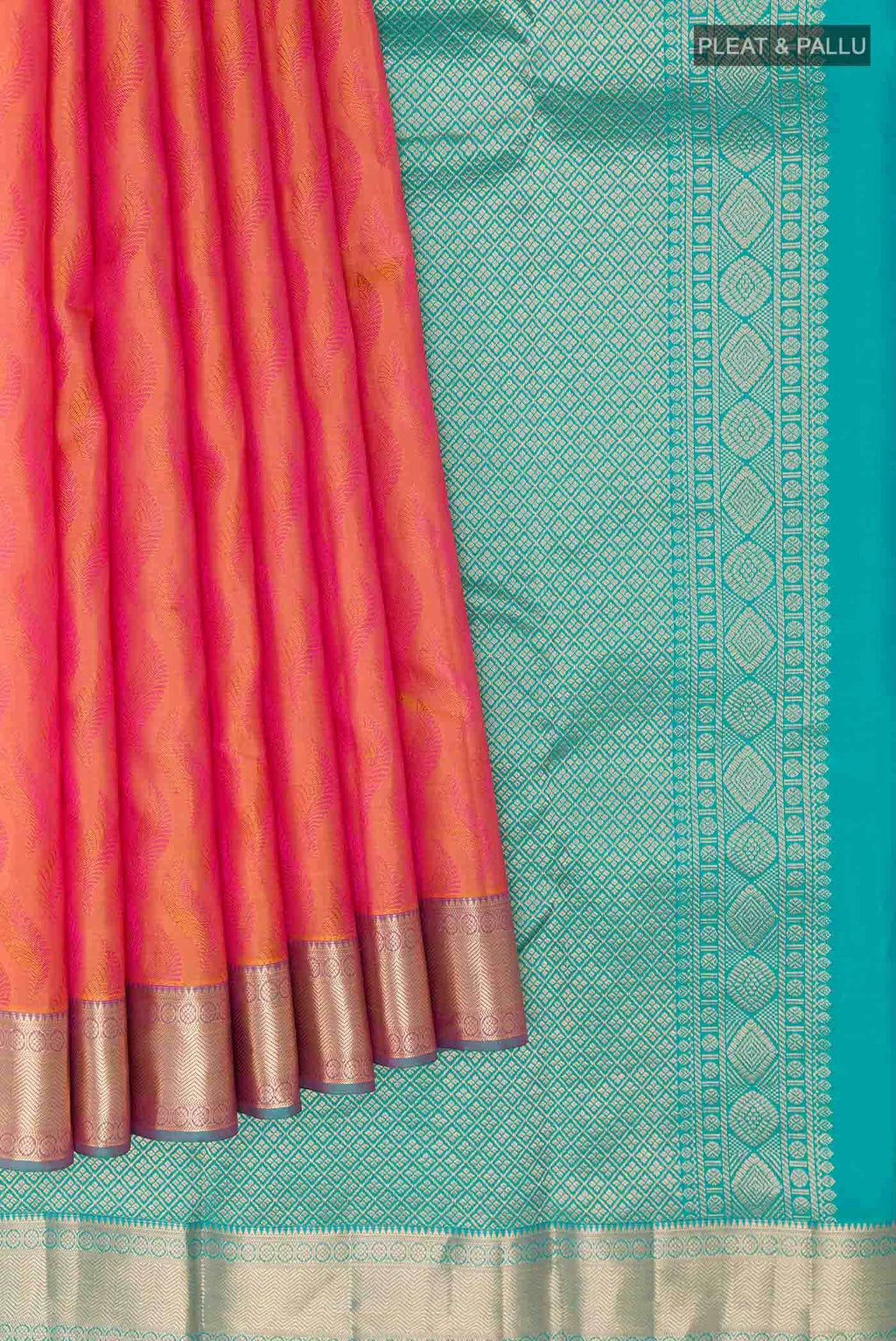 Orange Dual Tone Kanchipuram Silk Saree