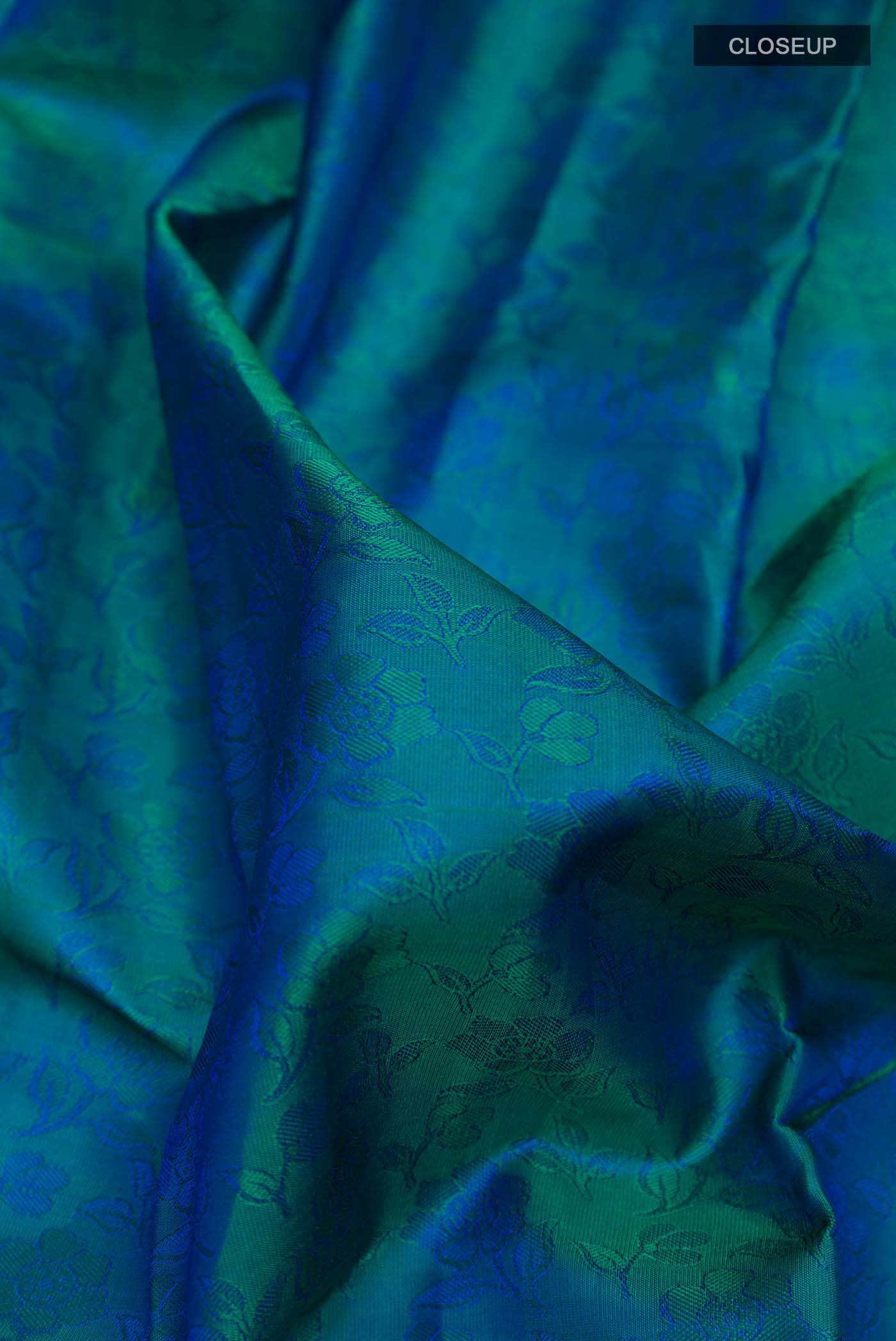 Peacock Blue Kanchipuram Silk Saree