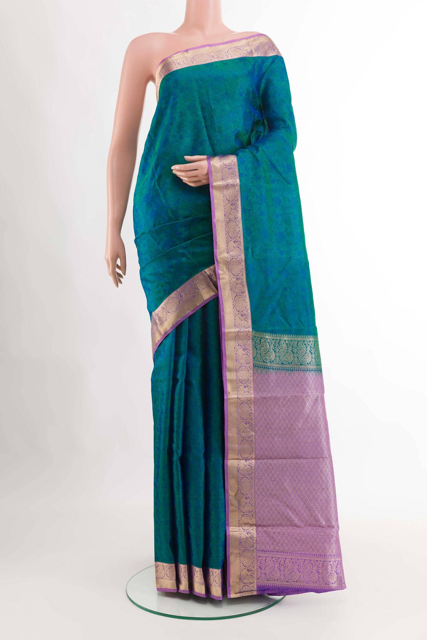 Peacock Blue Kanchipuram Silk Saree