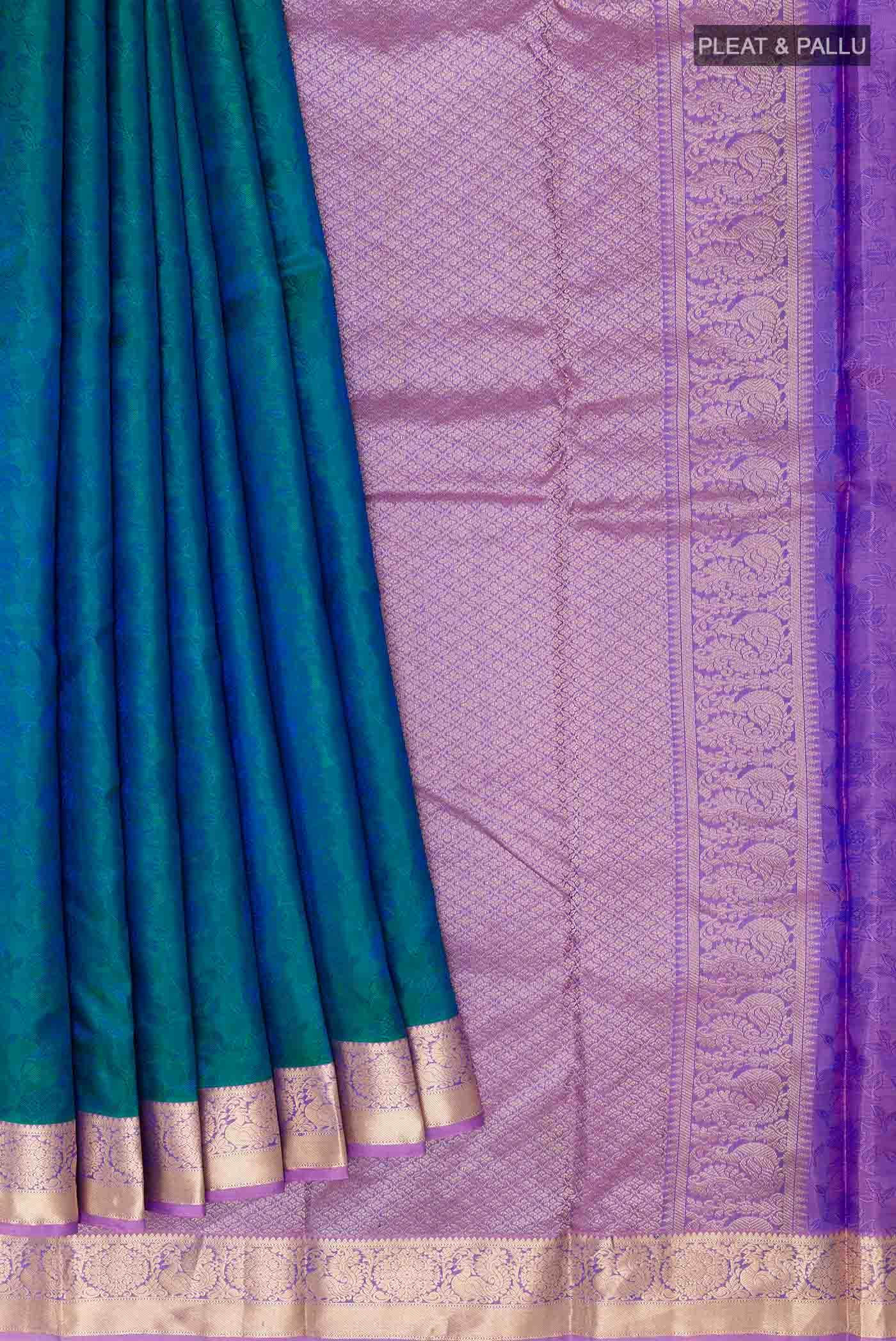 Peacock Blue Kanchipuram Silk Saree