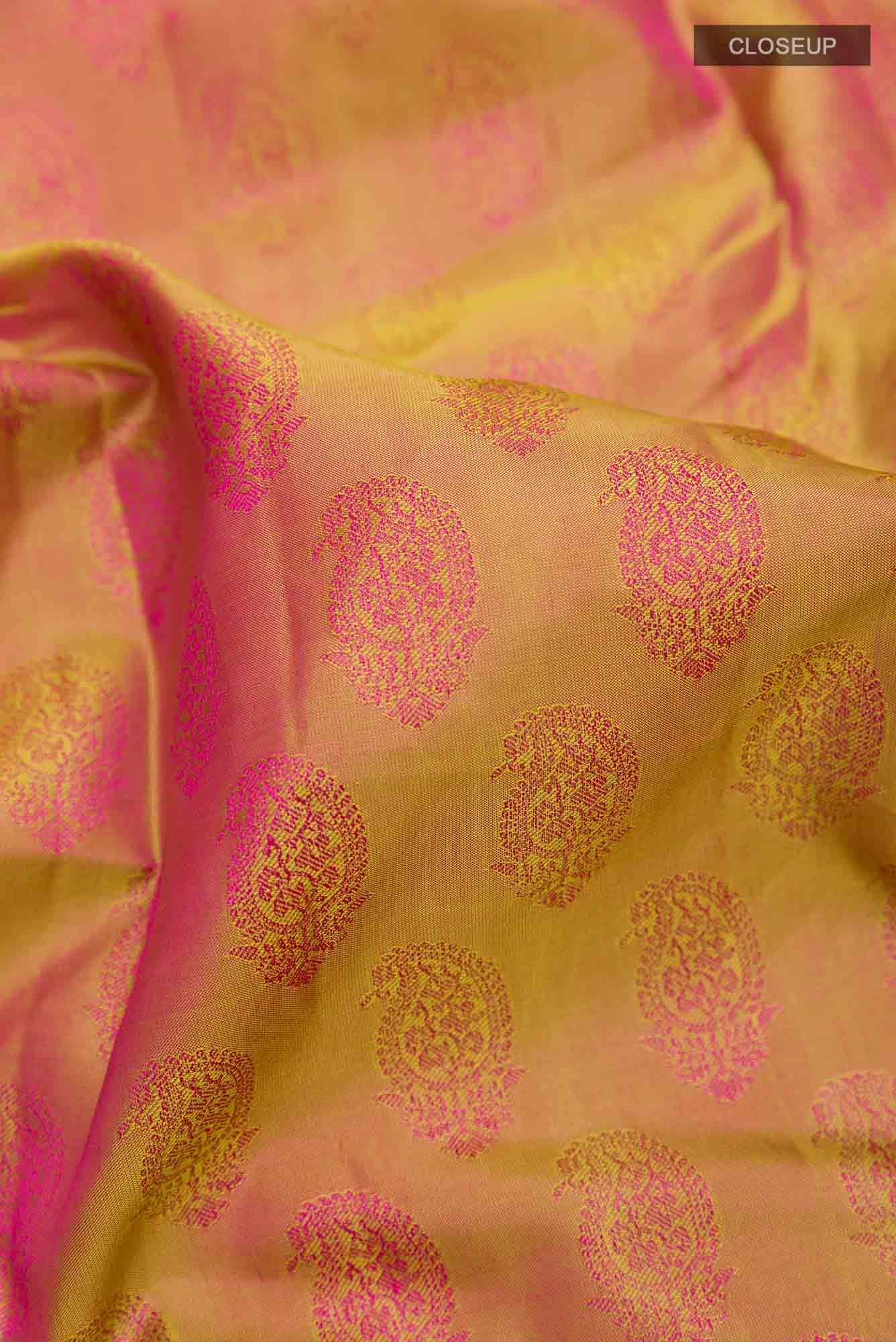 Peach Dual Tone Kanchipuram Silk Saree