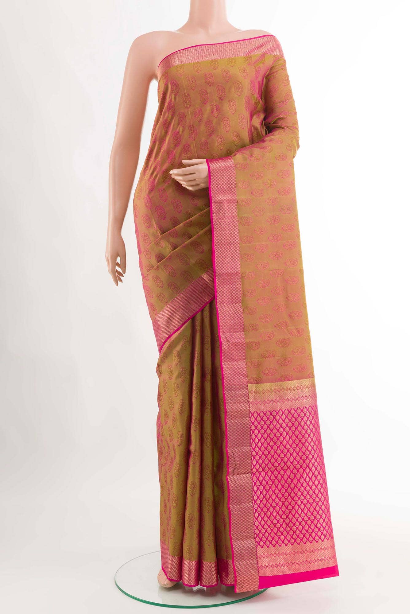 Peach Dual Tone Kanchipuram Silk Saree
