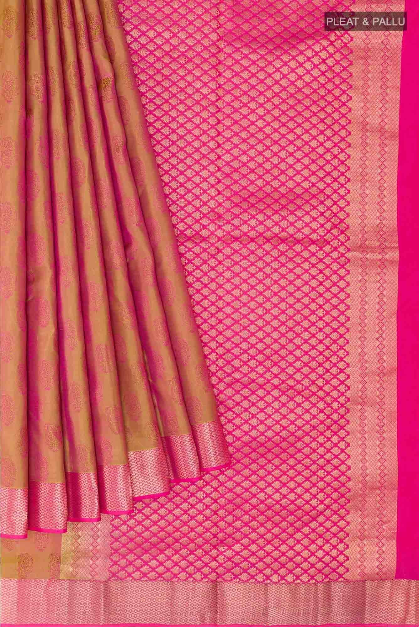 Peach Dual Tone Kanchipuram Silk Saree