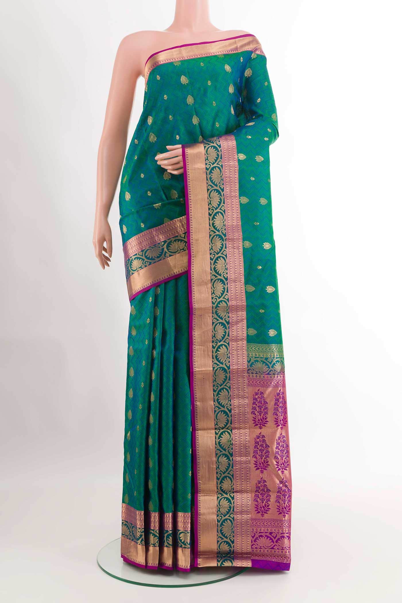 Green Dual Tone Kanchipuram Silk Saree
