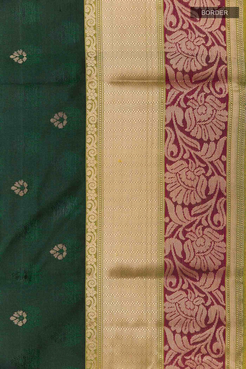 Bottle Green Kanchipuram Silk Saree