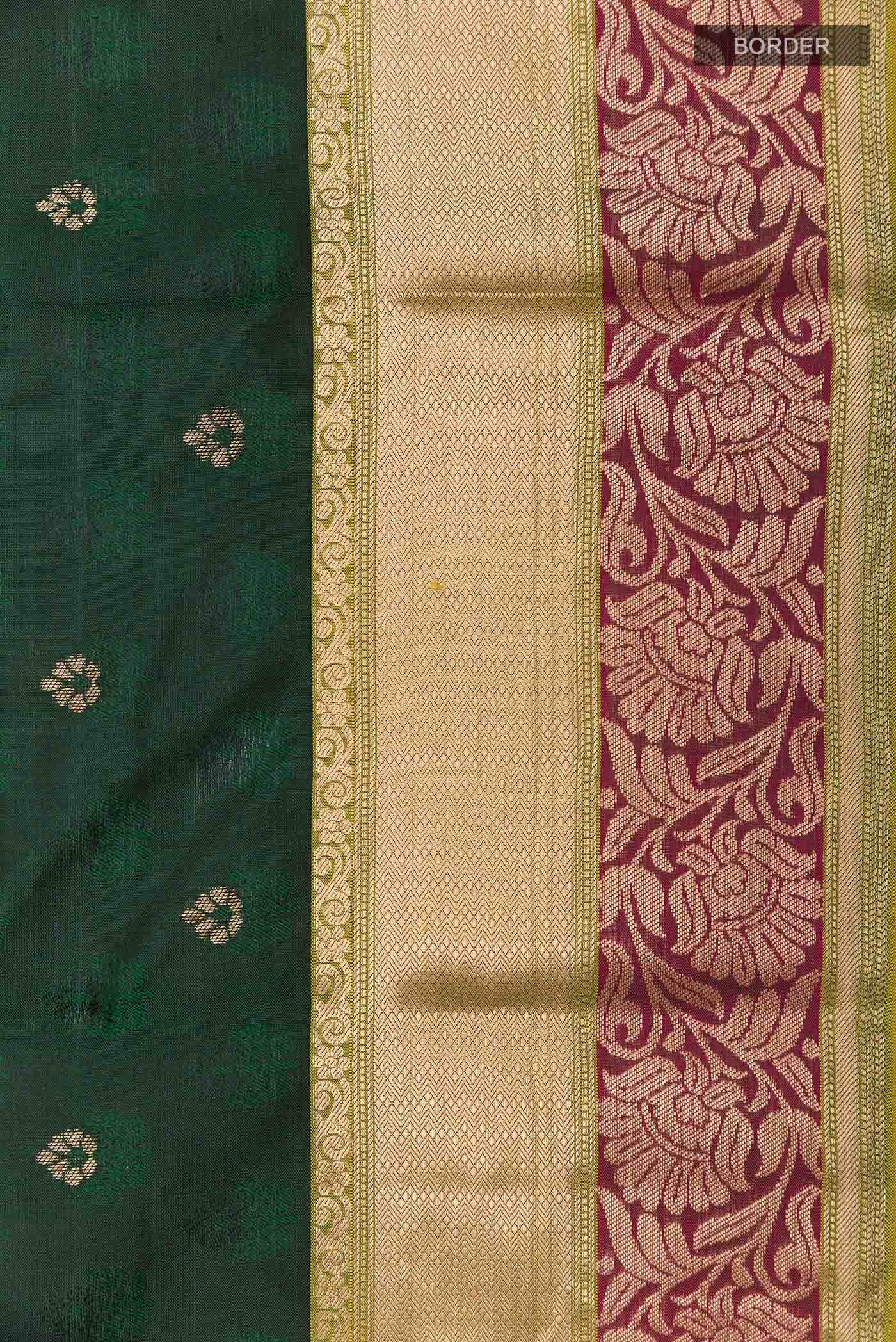 Bottle Green Kanchipuram Silk Saree