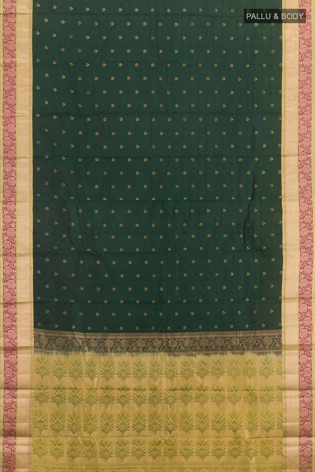 Bottle Green Kanchipuram Silk Saree