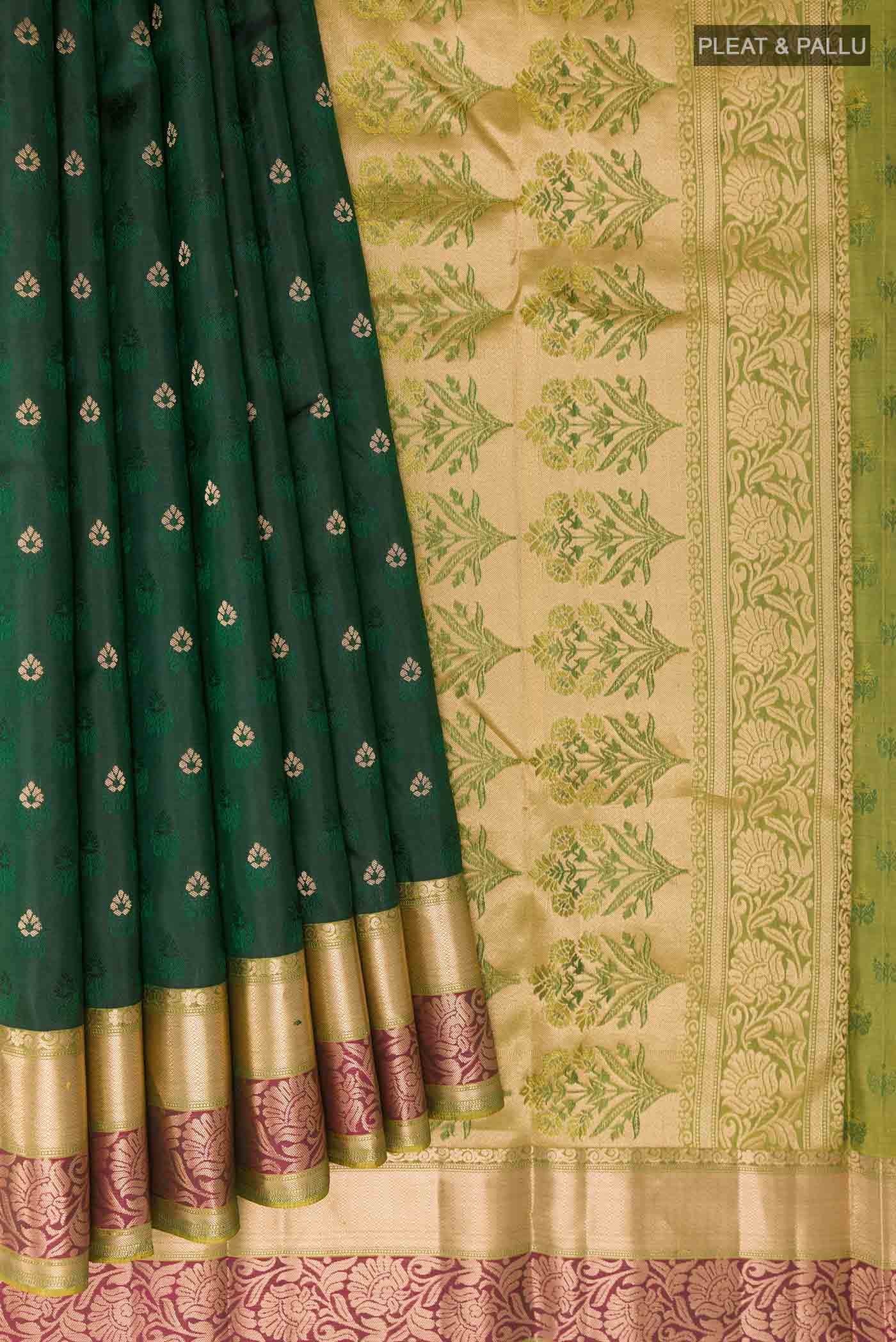 Bottle Green Kanchipuram Silk Saree