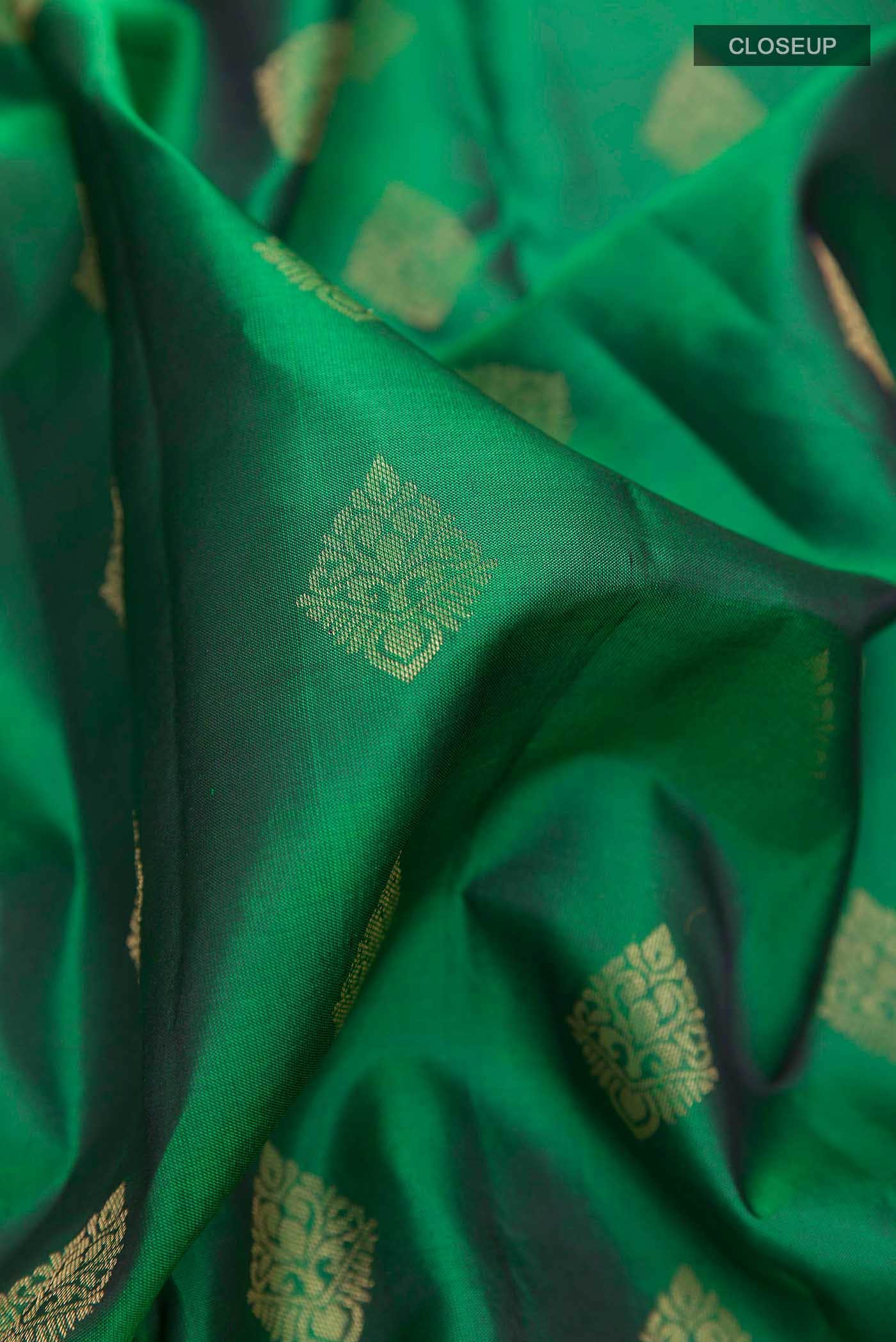 Bottle Green Kanchipuram Silk Saree