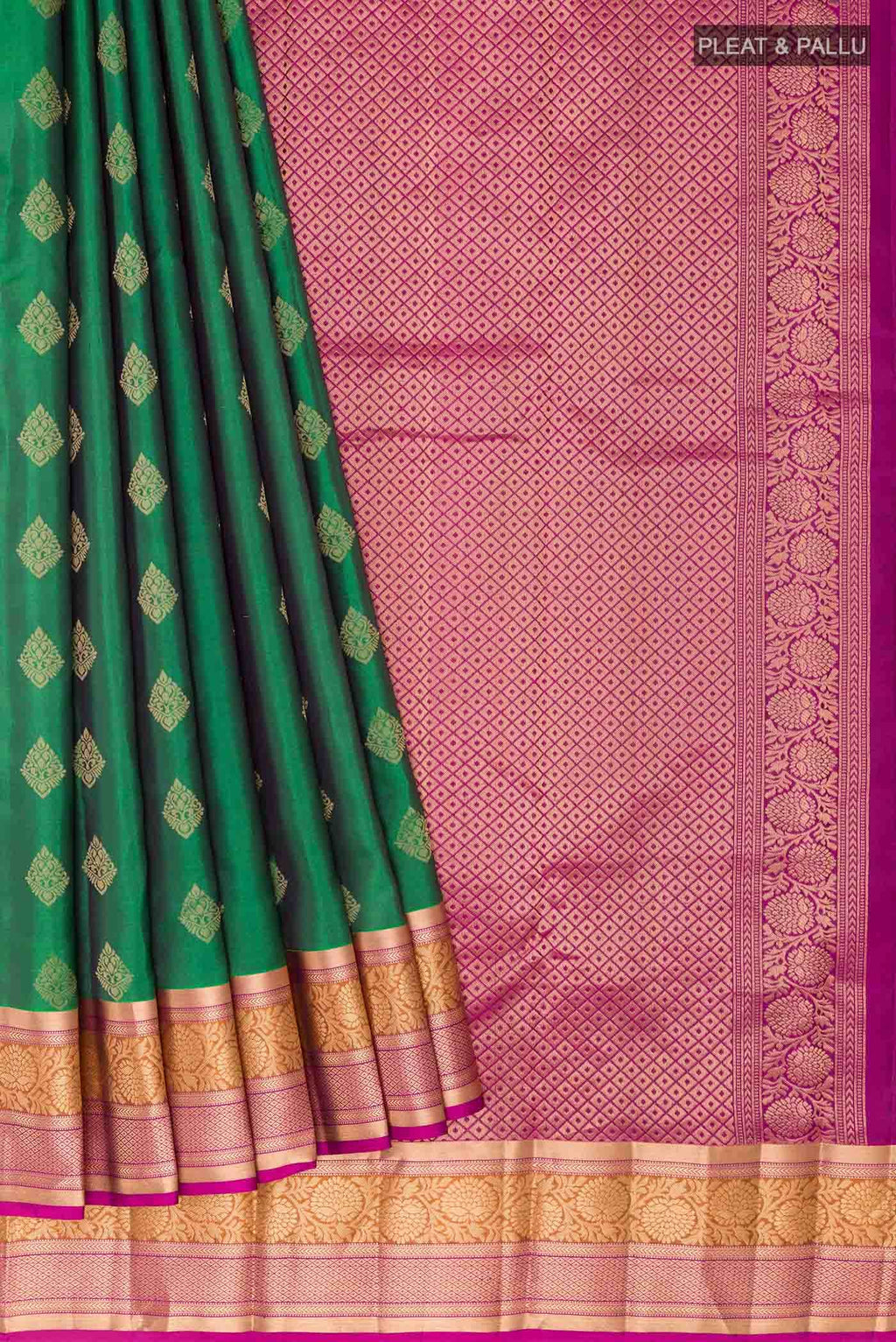 Bottle Green Kanchipuram Silk Saree