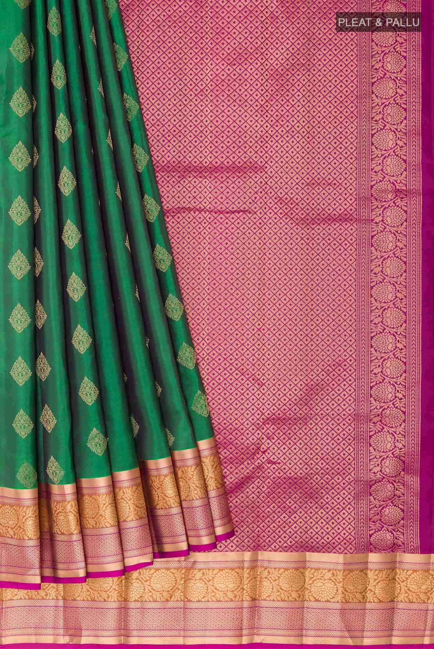 Bottle Green Kanchipuram Silk Saree