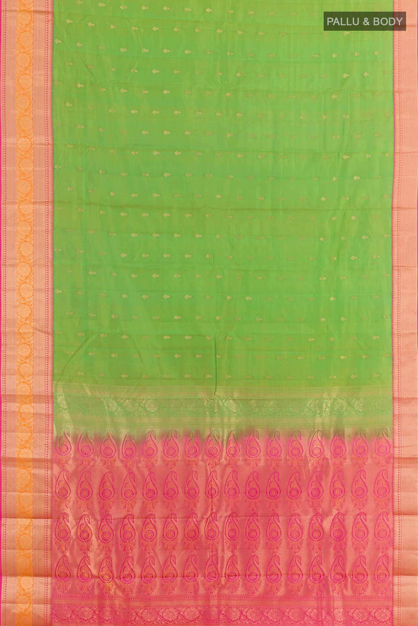 Parrot Green Dual Tone Kanchipuram Silk Saree