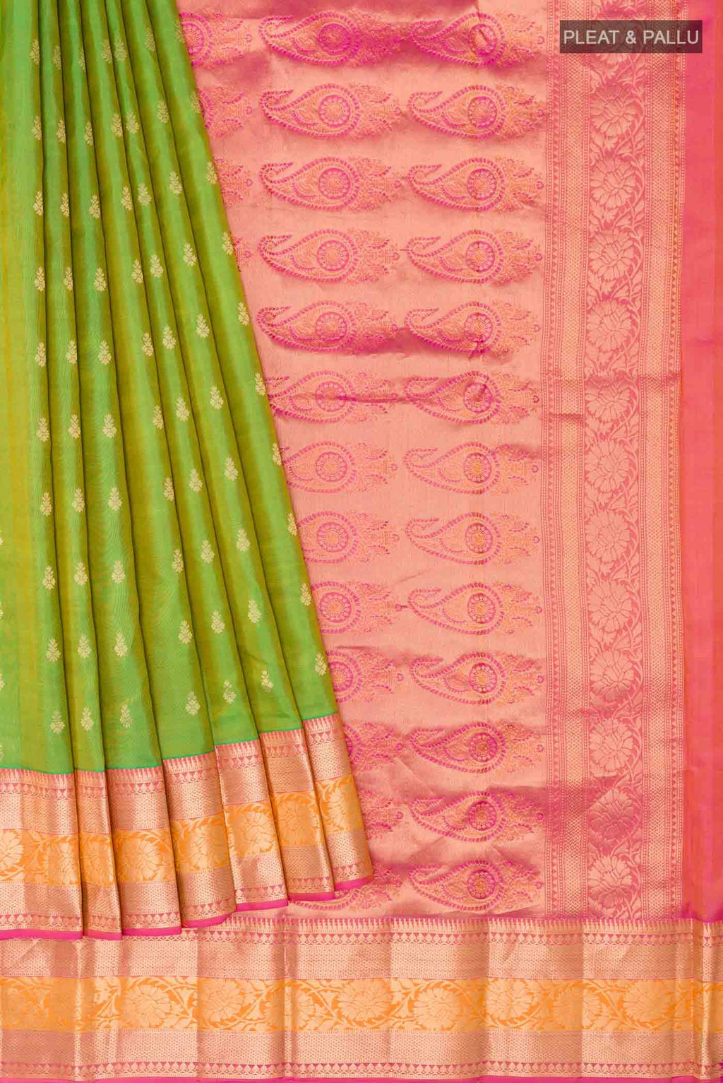 Parrot Green Dual Tone Kanchipuram Silk Saree