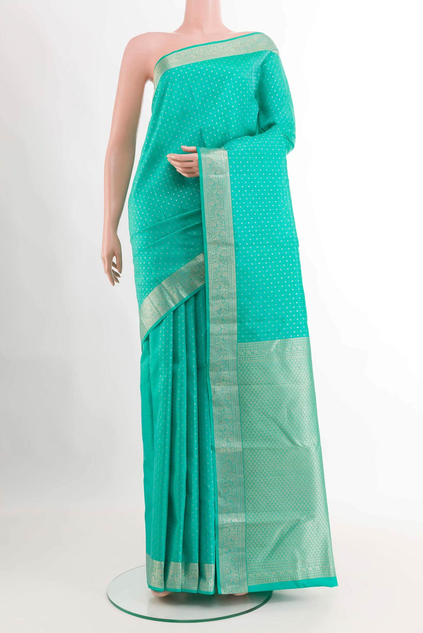 Turquoise Kanchipuram Silk Saree