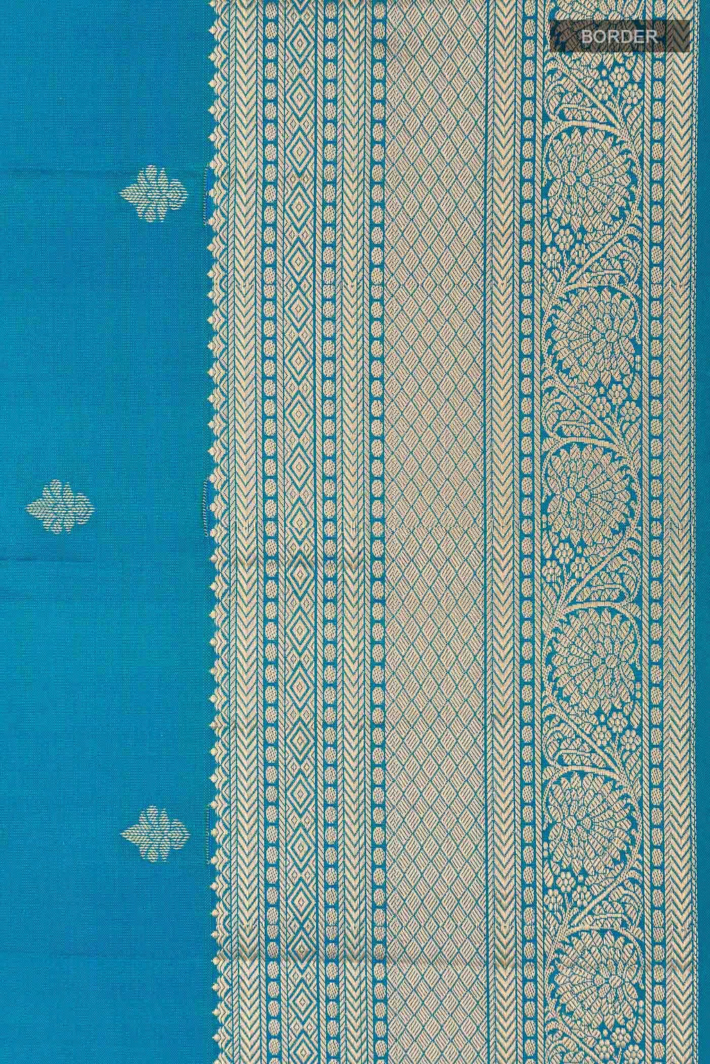 Peacock Blue Kanchipuram Silk Saree