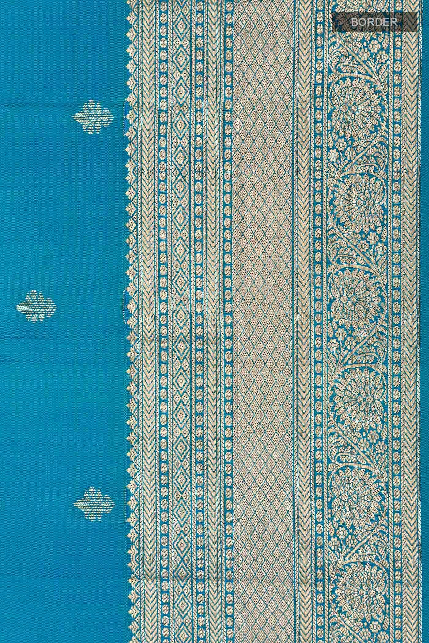 Peacock Blue Kanchipuram Silk Saree