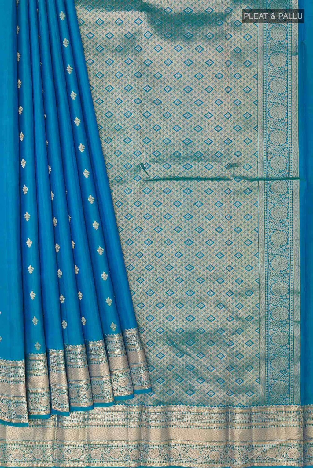 Peacock Blue Kanchipuram Silk Saree