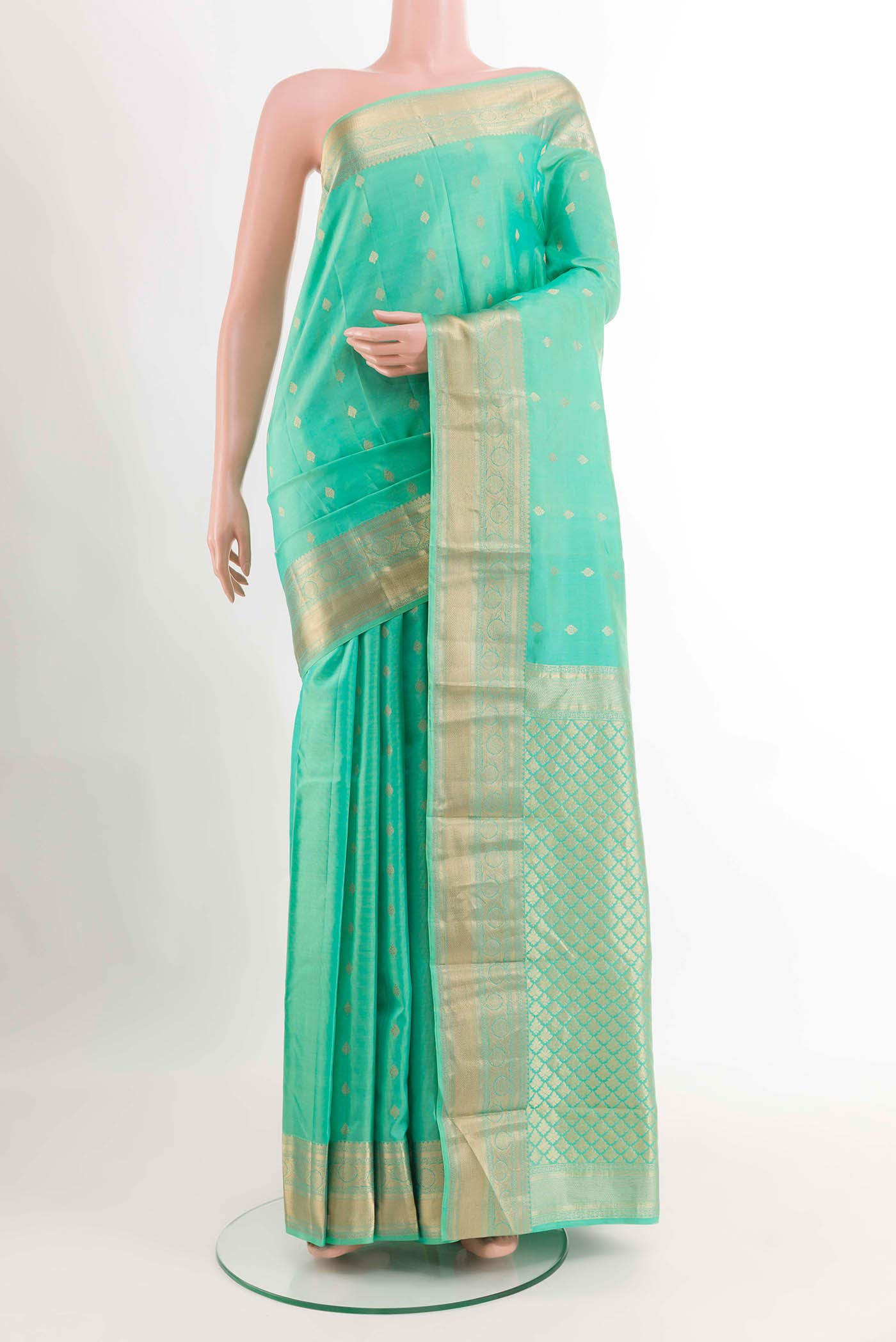 Turquoise Kanchipuram Silk Saree