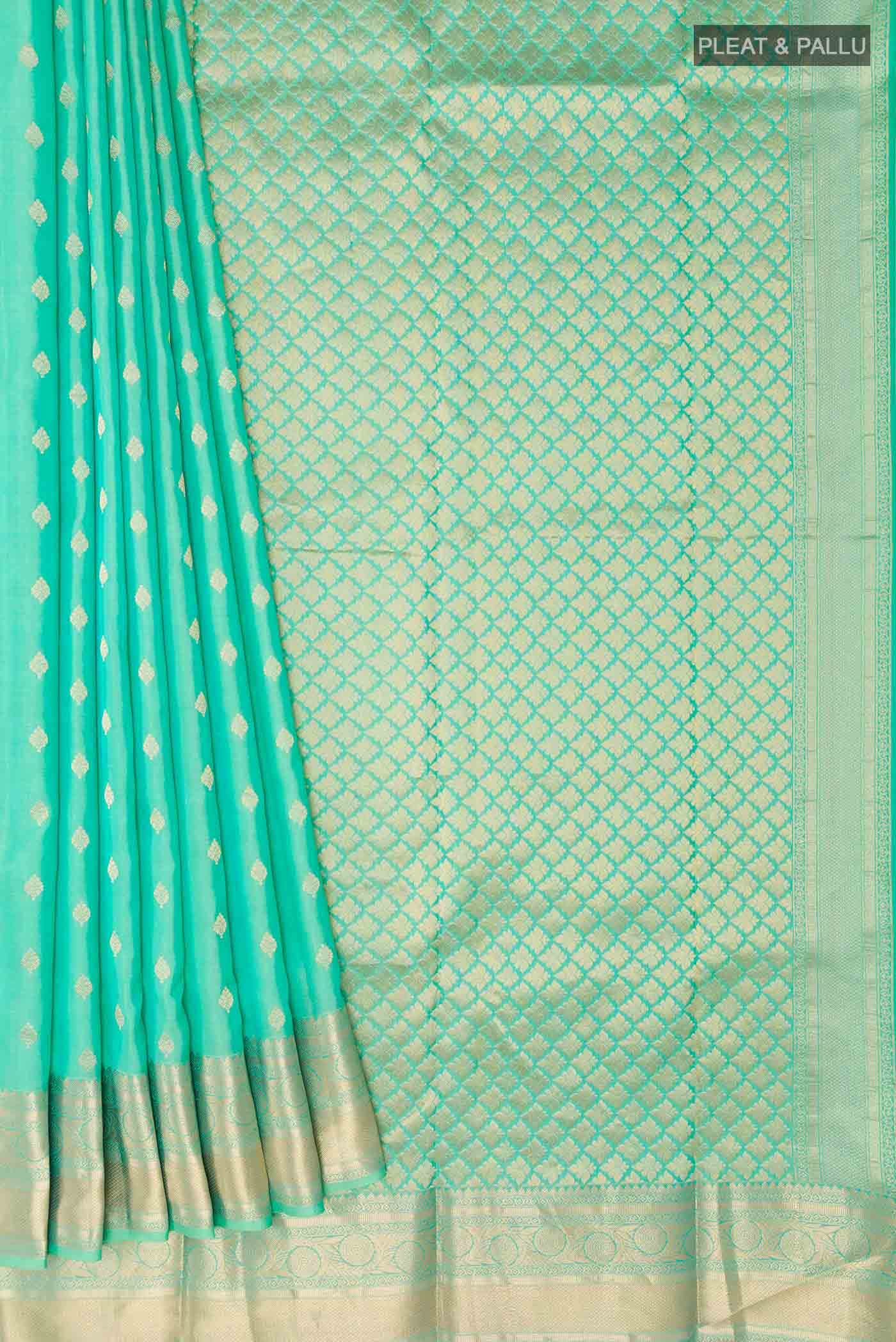 Turquoise Kanchipuram Silk Saree