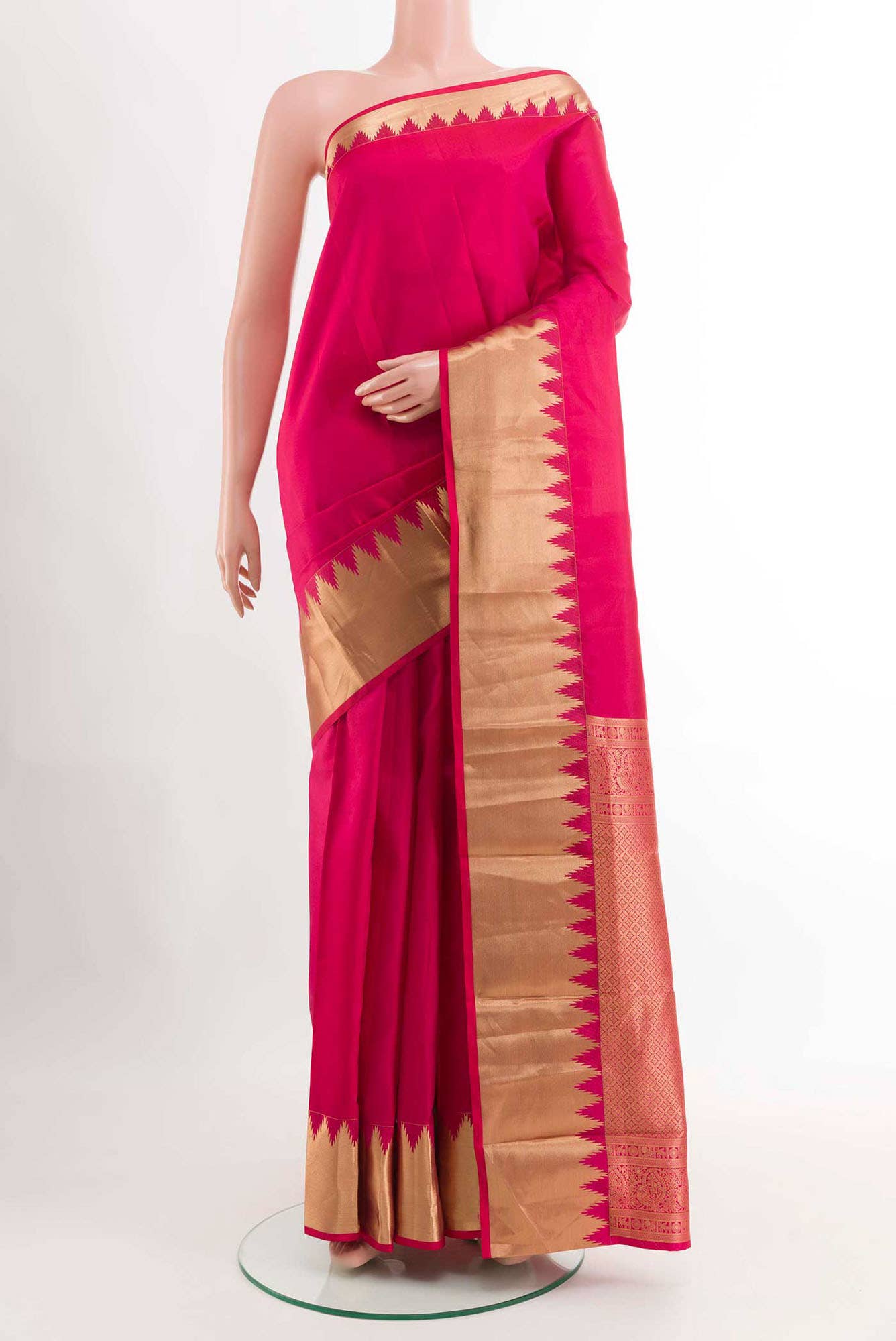 Dark Pink Kanchipuram Silk Saree
