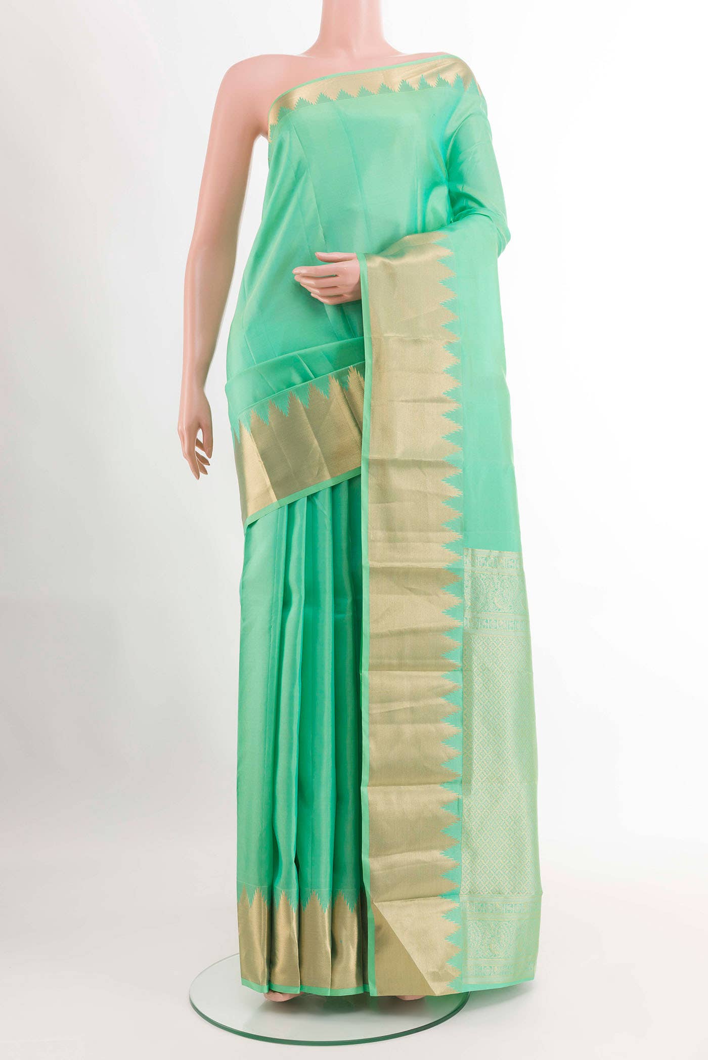 Sea Green Dual Tone Kanchipuram Silk Saree