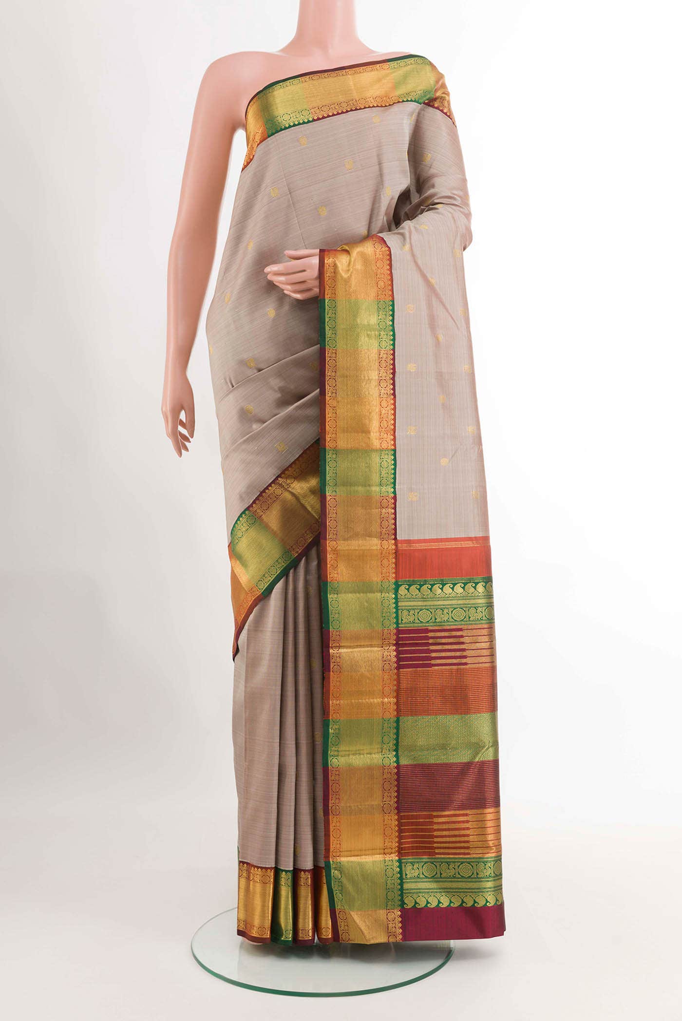 Beige Kanchipuram Silk Saree