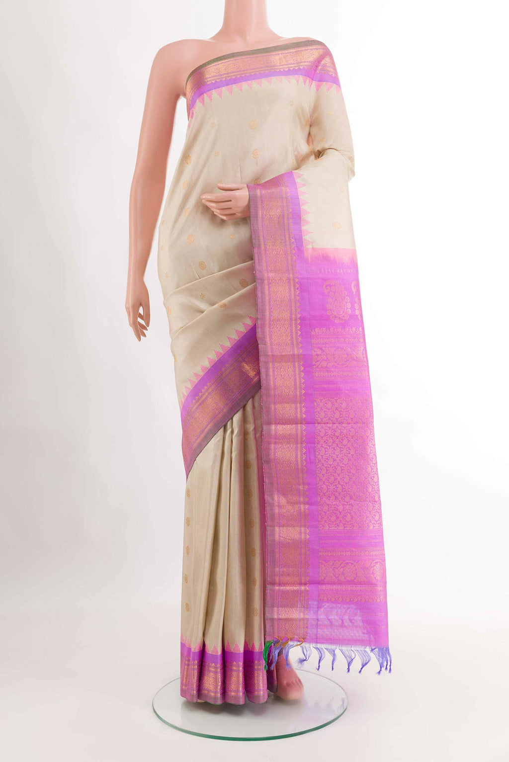 Beige Gadwal Silk Saree