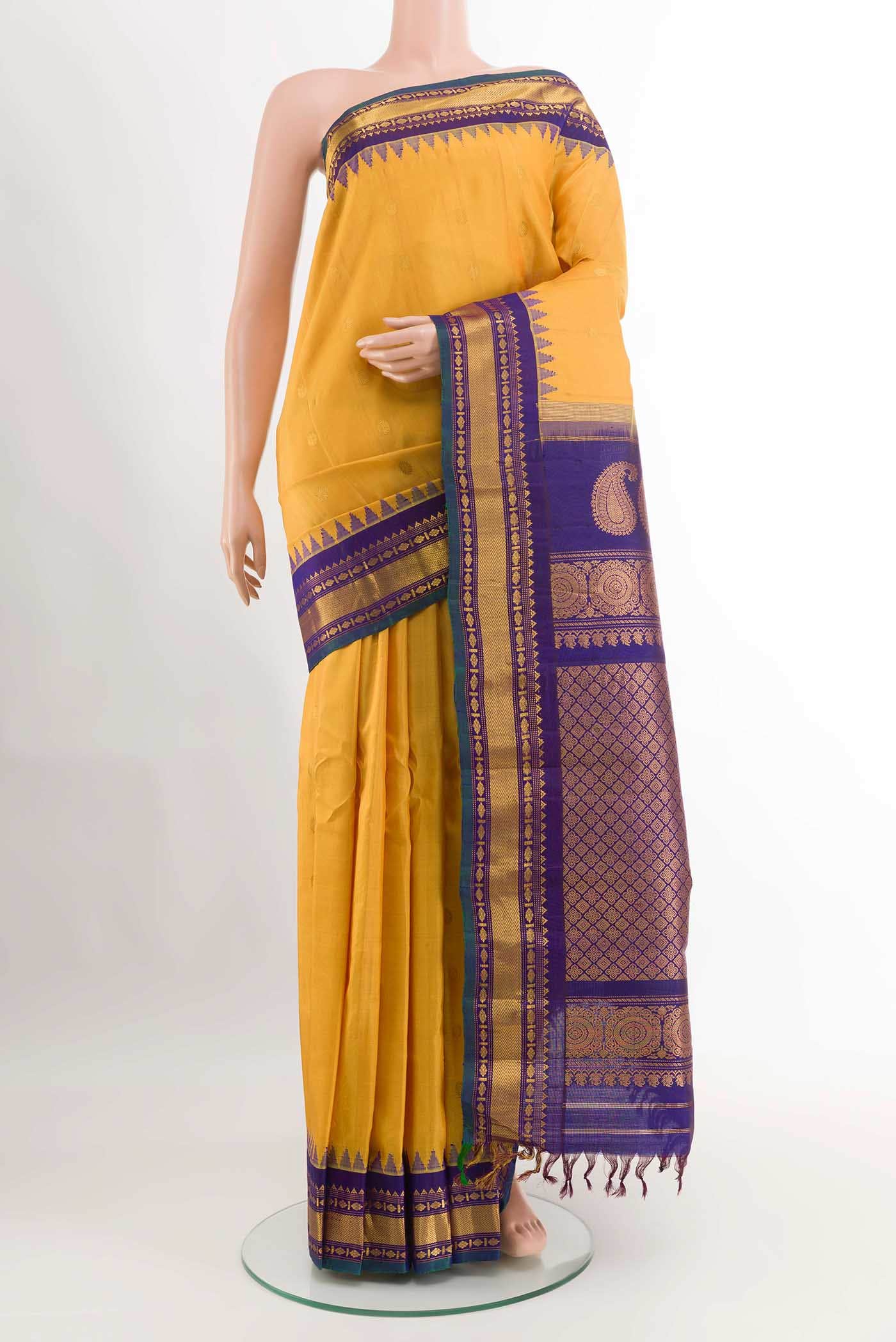 Mustard Gadwal Silk Saree