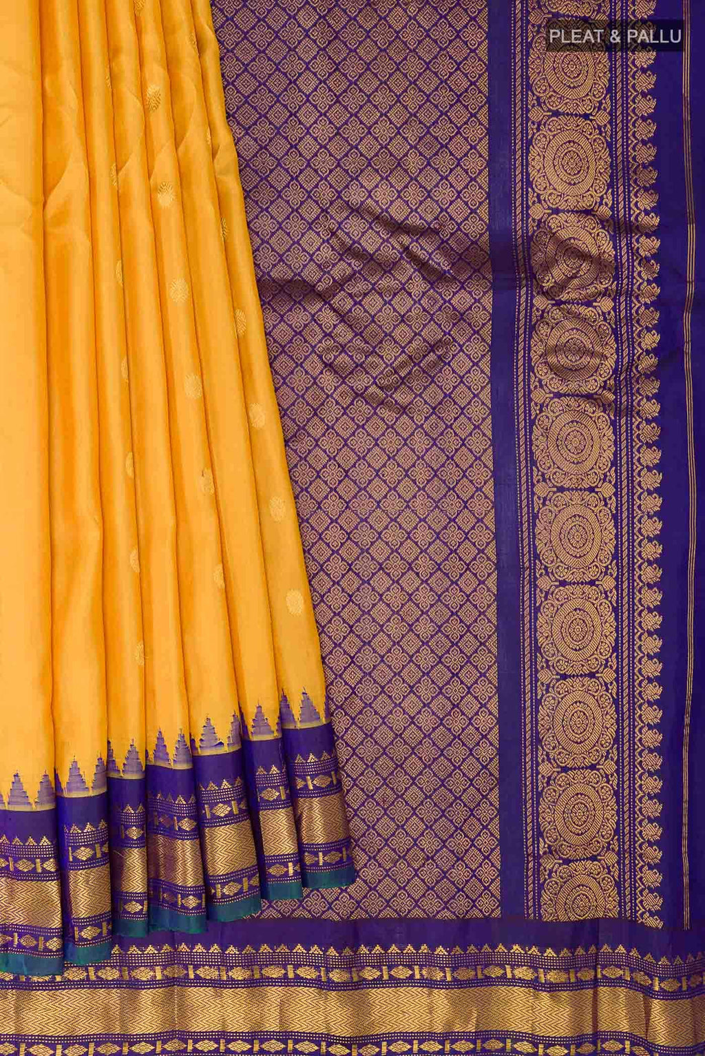 Mustard Gadwal Silk Saree