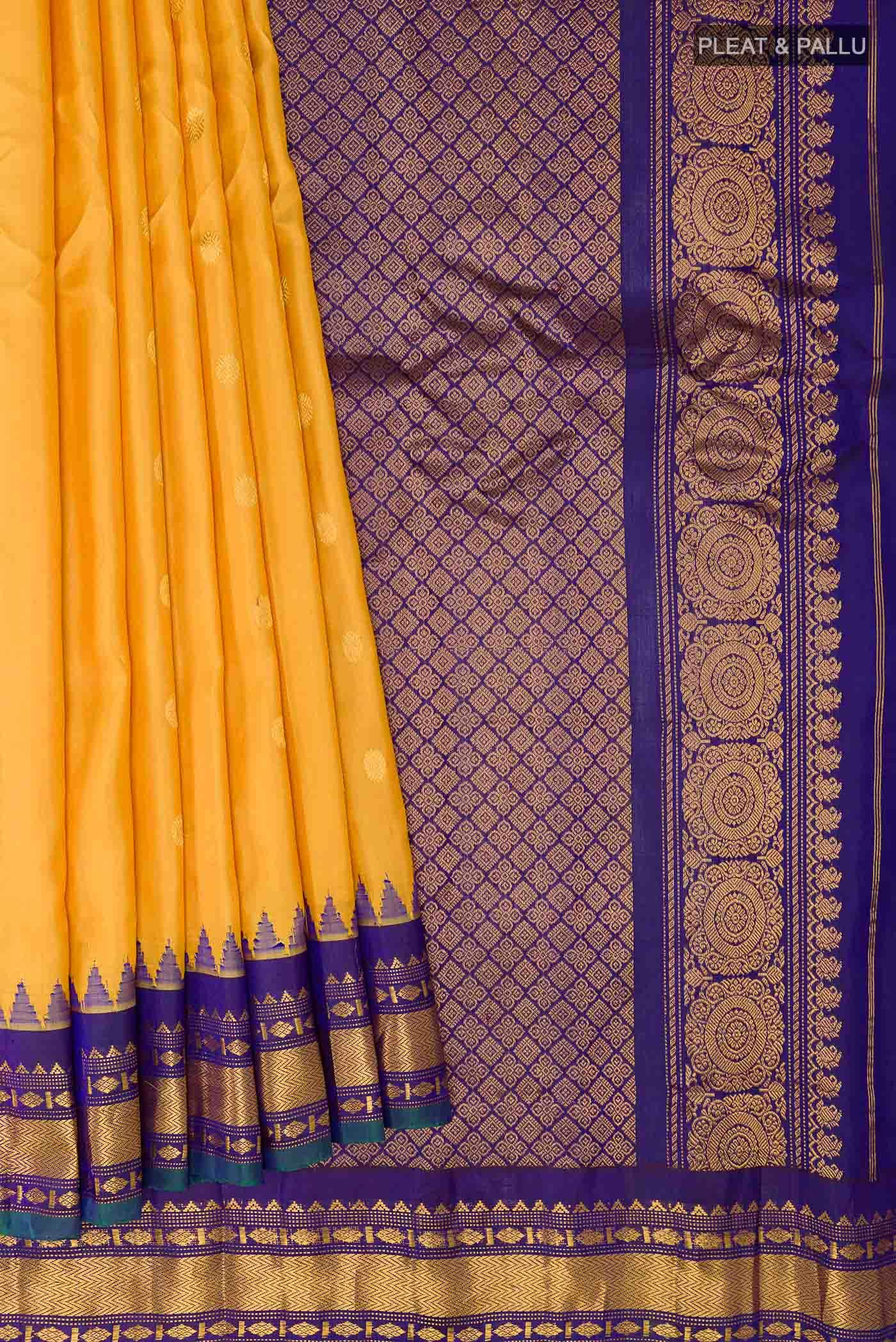Mustard Gadwal Silk Saree