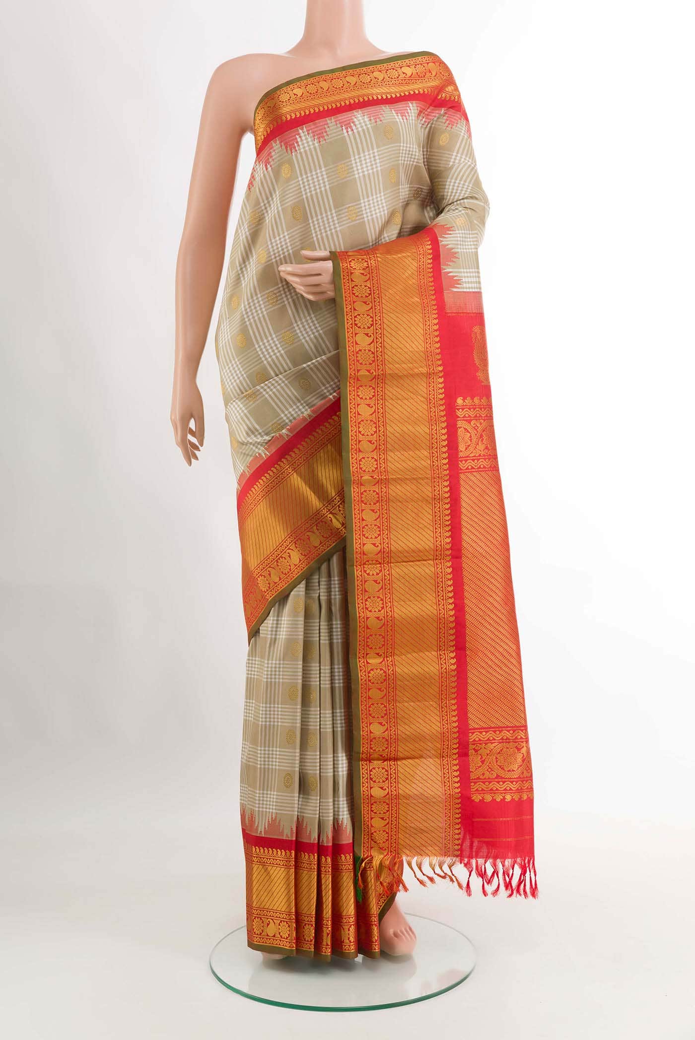 Beige Gadwal Silk Saree