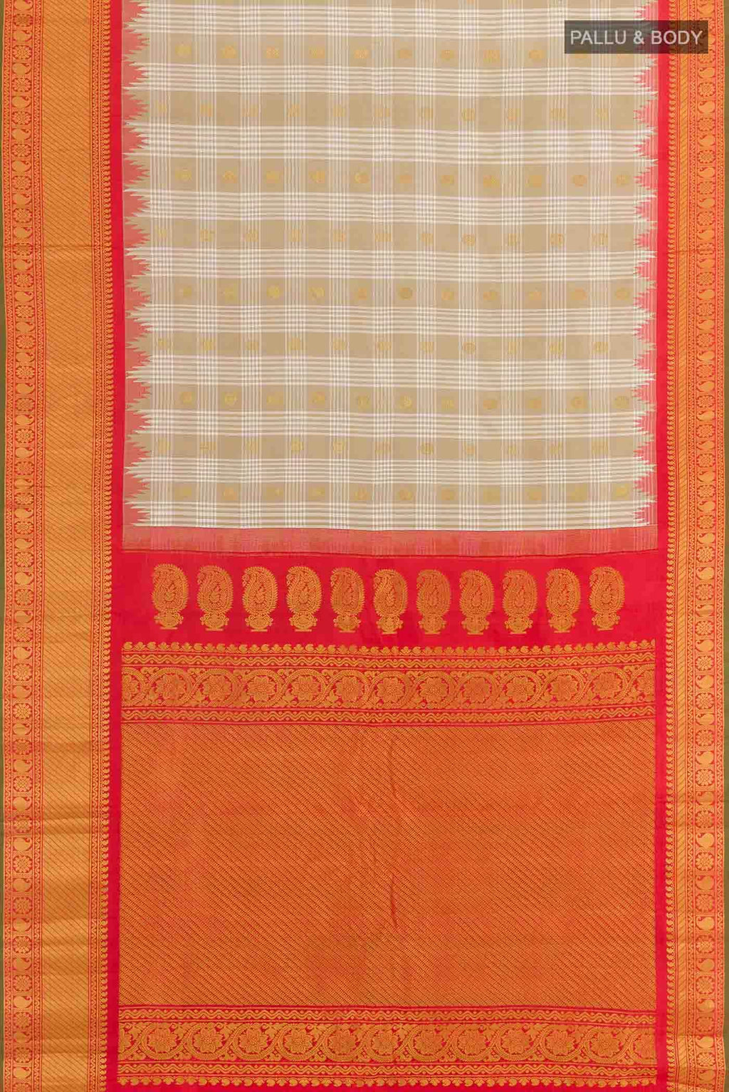 Beige Gadwal Silk Saree