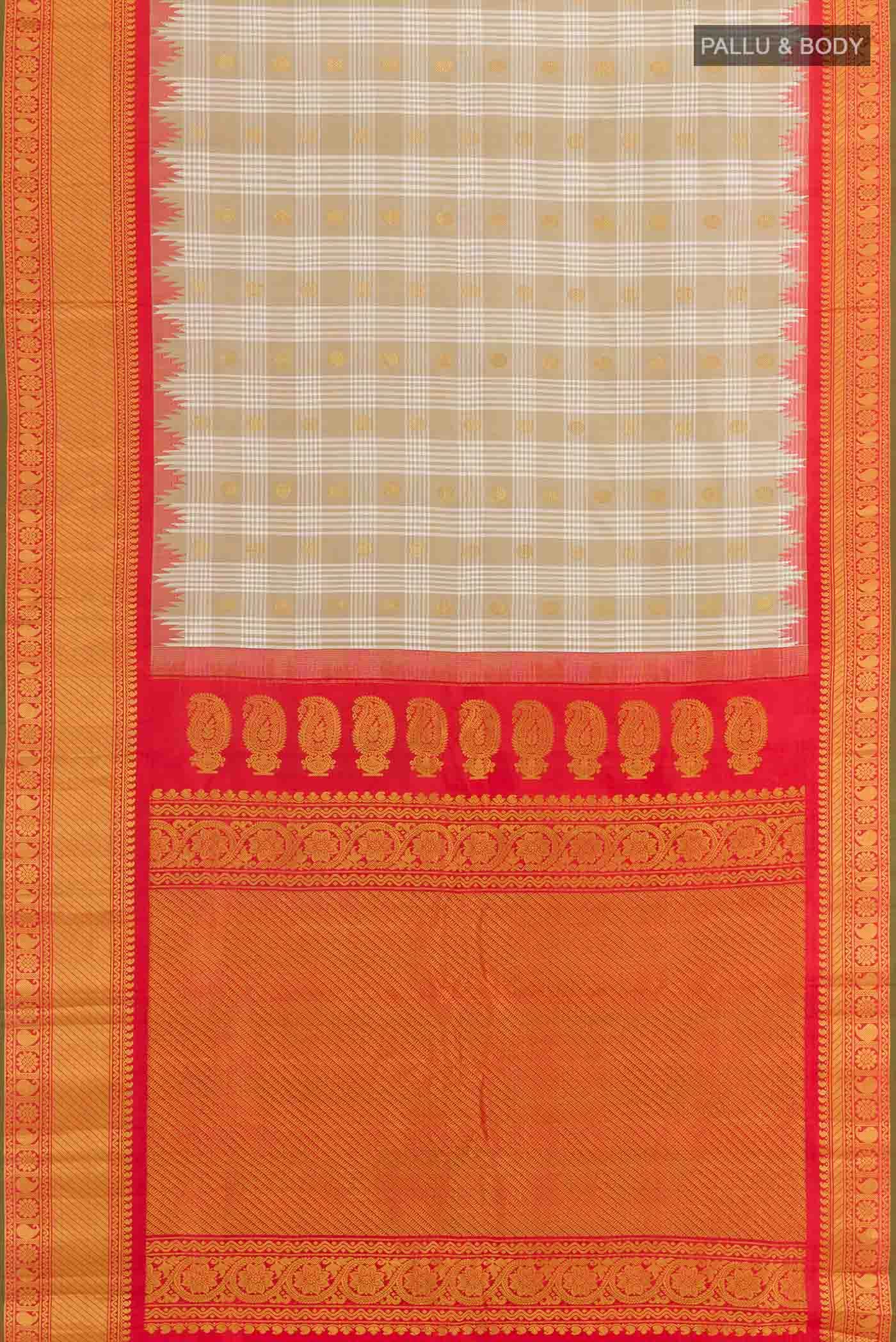 Beige Gadwal Silk Saree