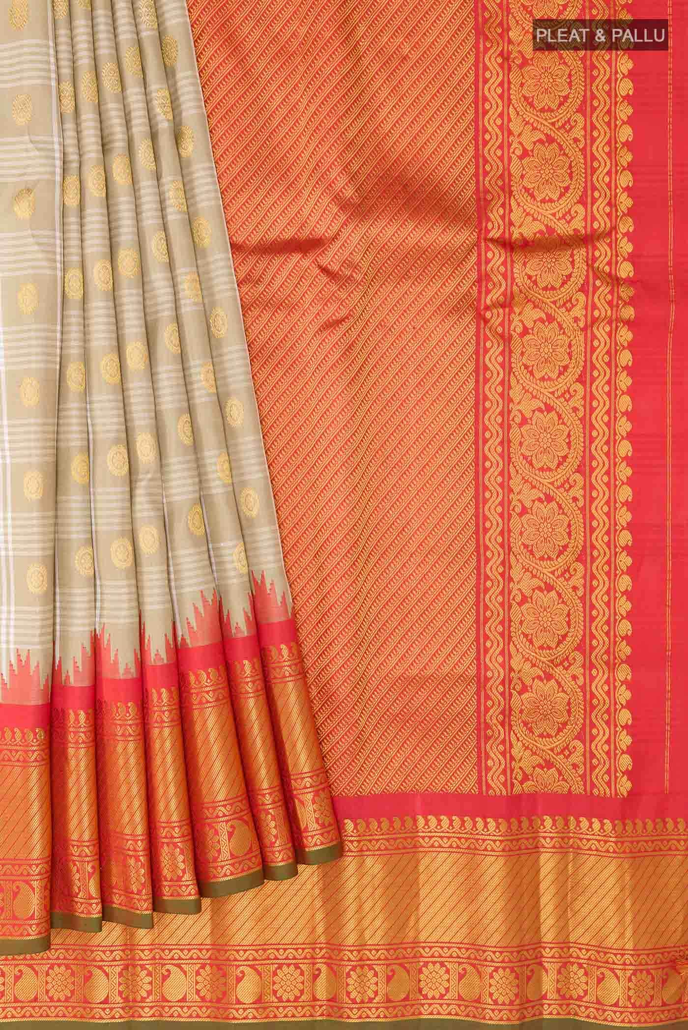 Beige Gadwal Silk Saree