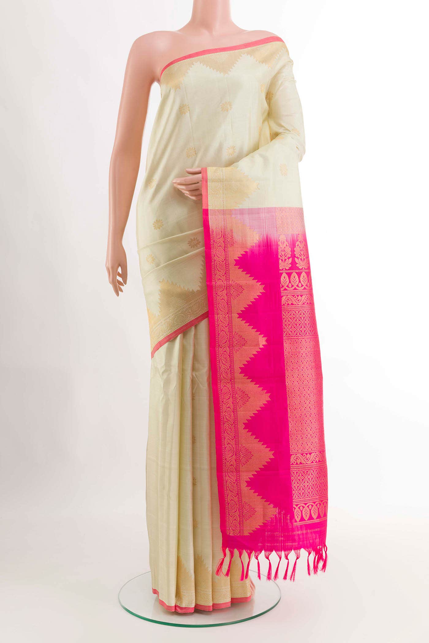 Off White Gadwal Silk Saree