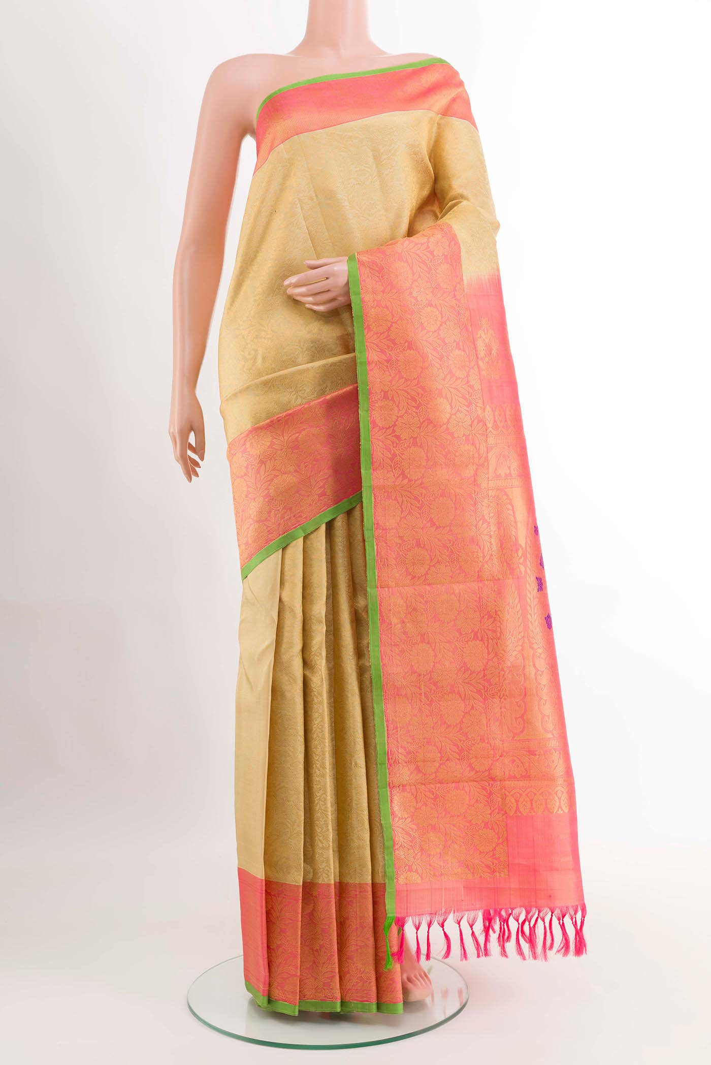 Beige Gadwal Silk Saree